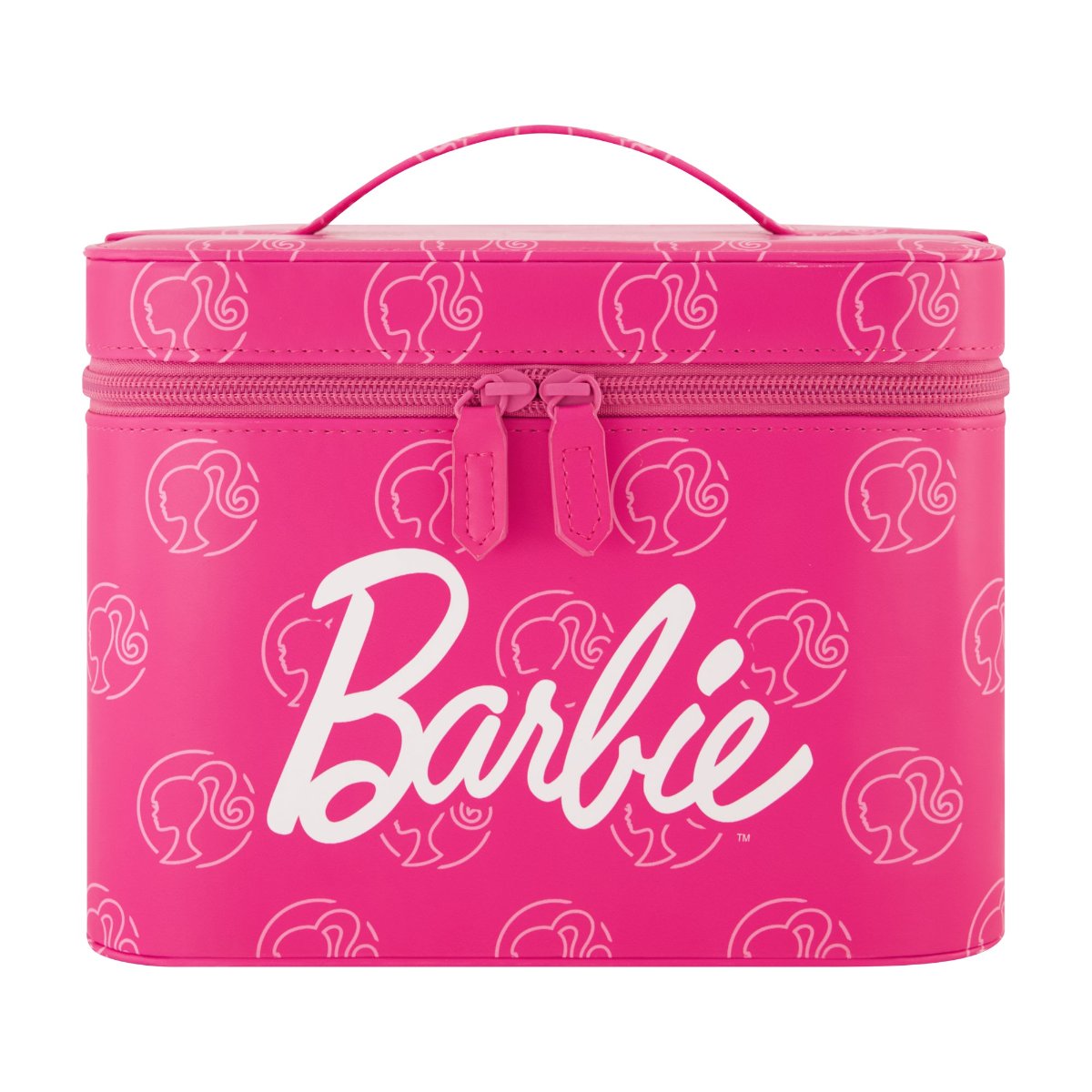 Barbie hot pink large cosmetic case organizer with mirror