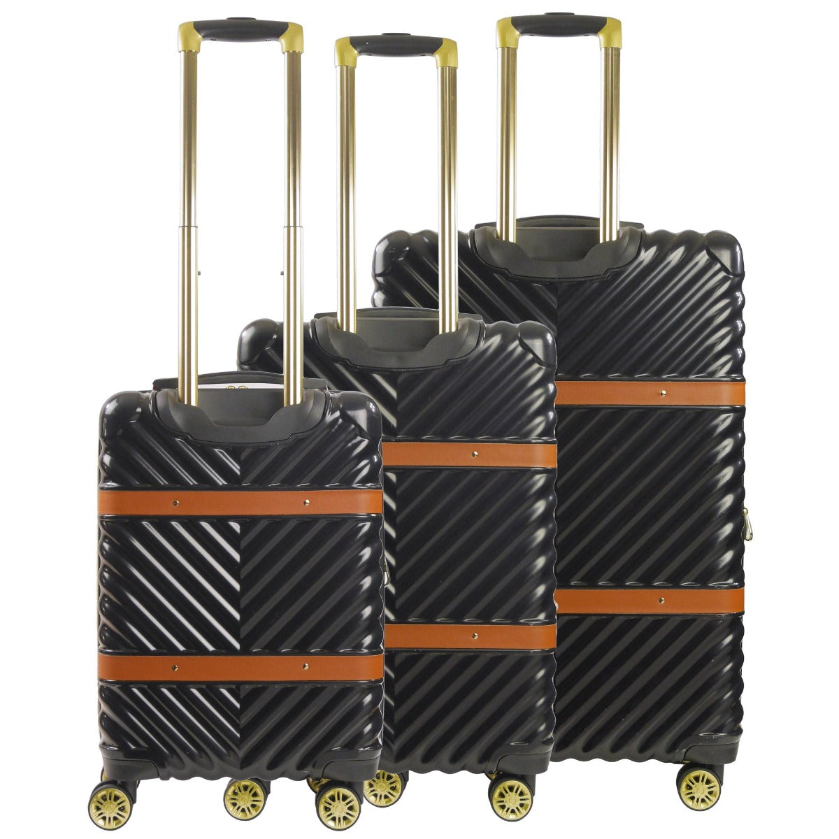 Christian Siriano New York Stella hardside spinner 3 piece luggage set black - best suitcase sets for travelling