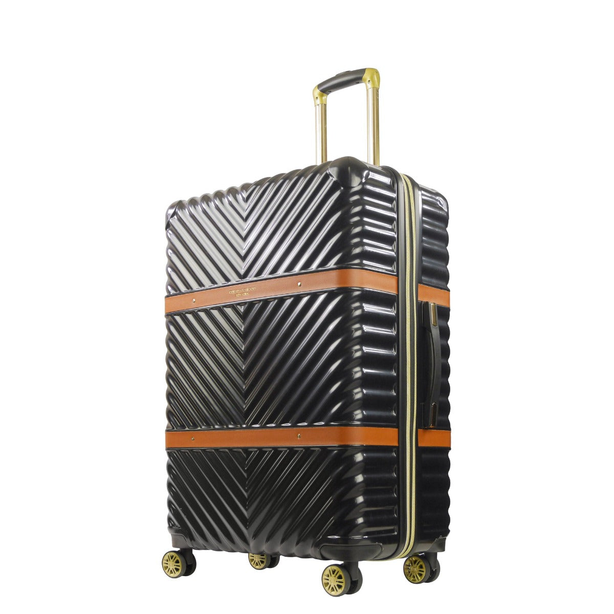 Christian Siriano New York Stella 29" black checked luggage hardside spinner suitcase - best durable suitcases for travel
