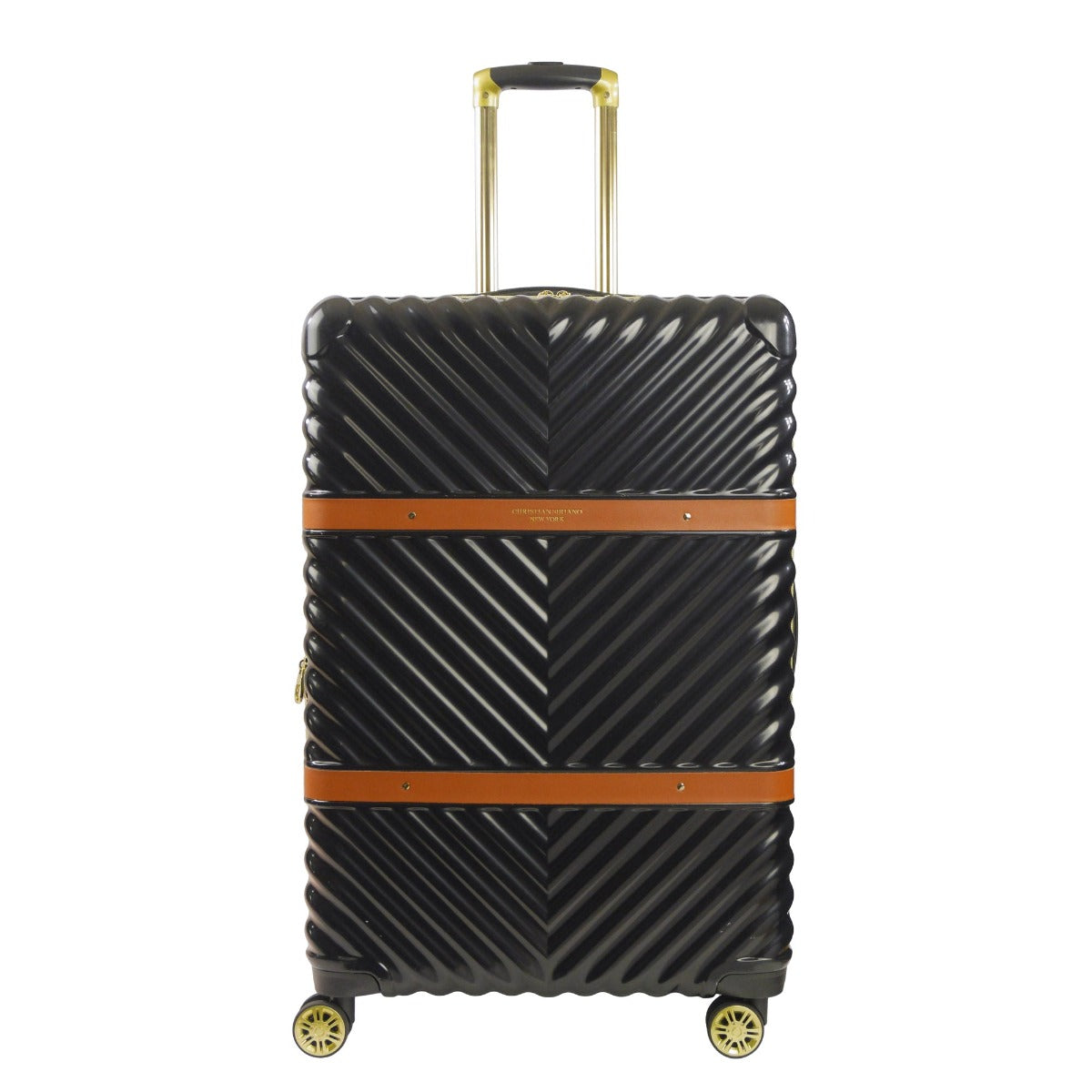 Christian Siriano New York Stella 29" black checked luggage hardside spinner suitcases - best durable suitcase for travel