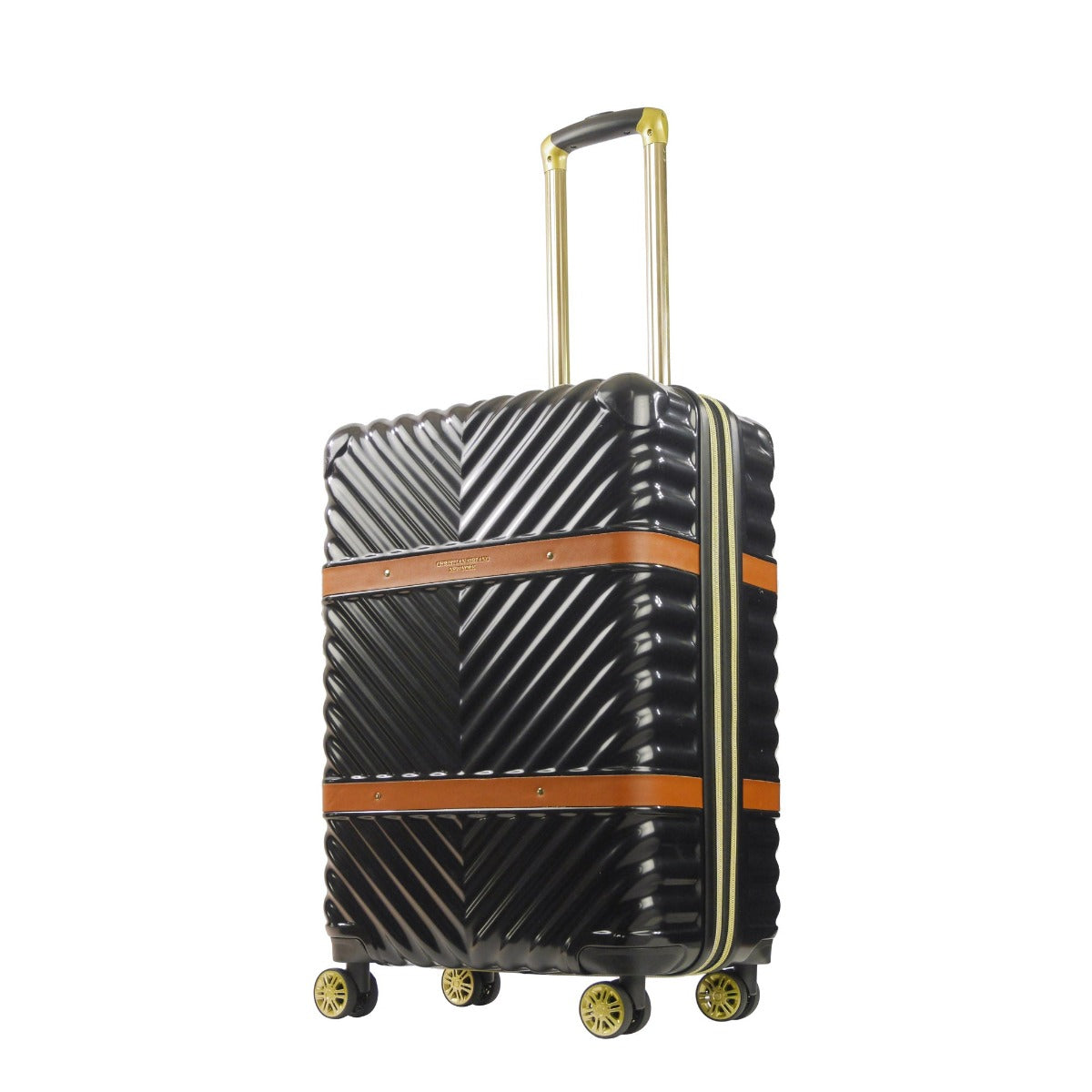Christian Siriano New York Stella 25" hardside spinner suitcase checked luggage black - best durable suitcases for travel