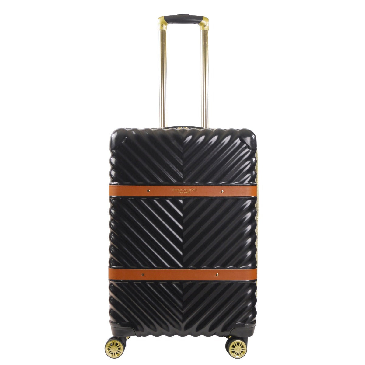 Christian Siriano New York Stella 25 inch hardside spinner checked suitcase black - best durable luggage for travelling