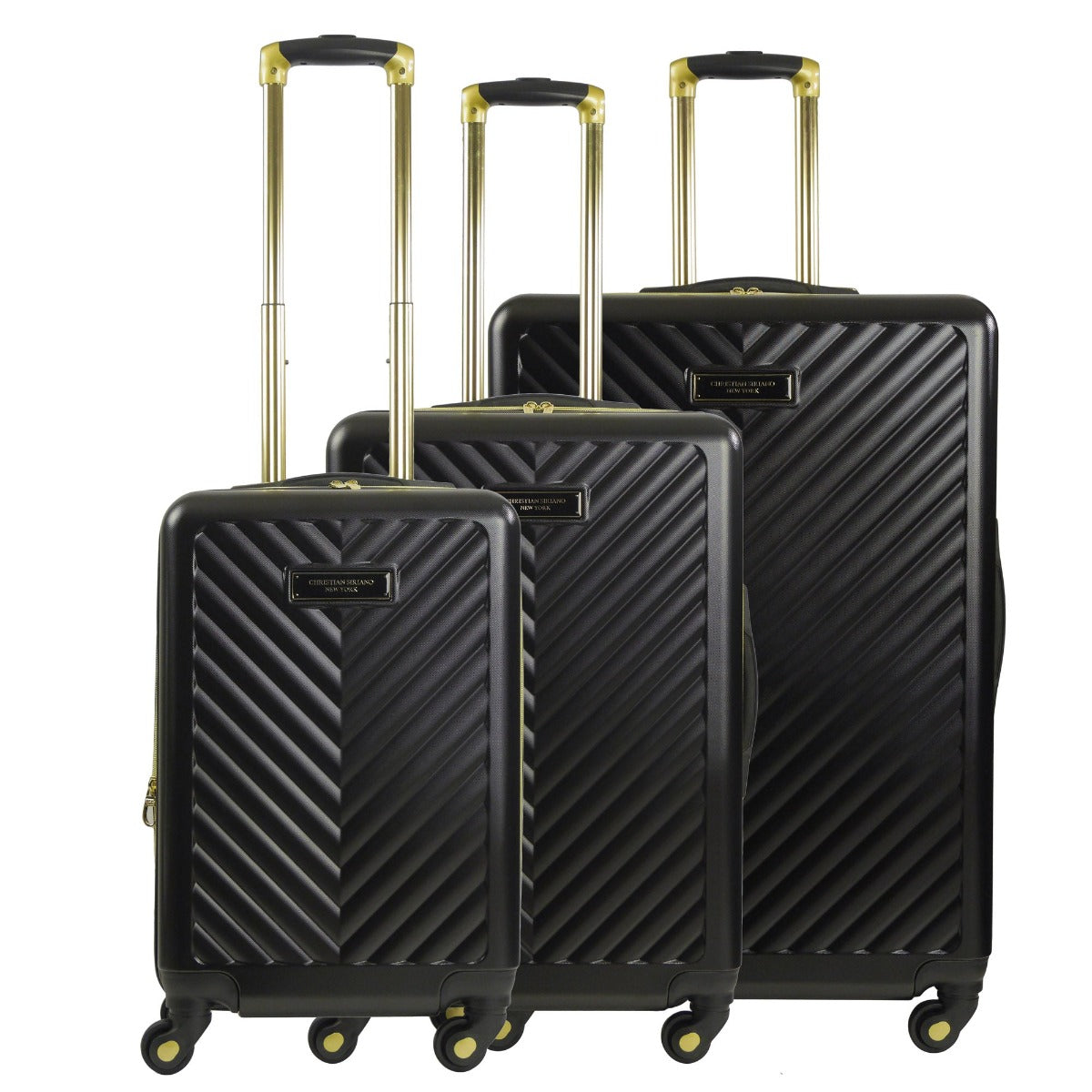 Christian Siriano Addie 3 piece suitcase set black - best luggage sets for travelling