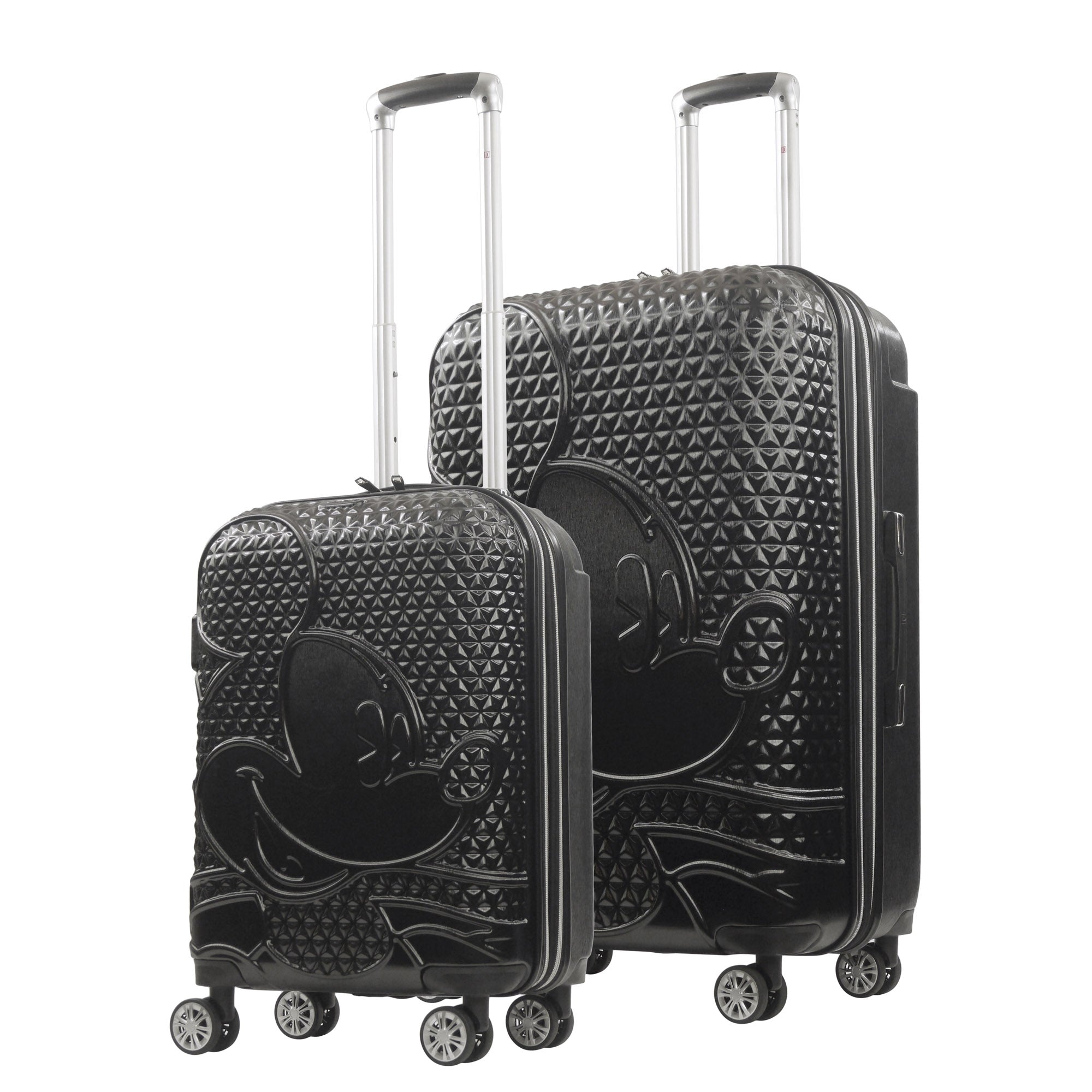 Black Disney Mickey Mouse hard-sided 2 piece rolling luggage set