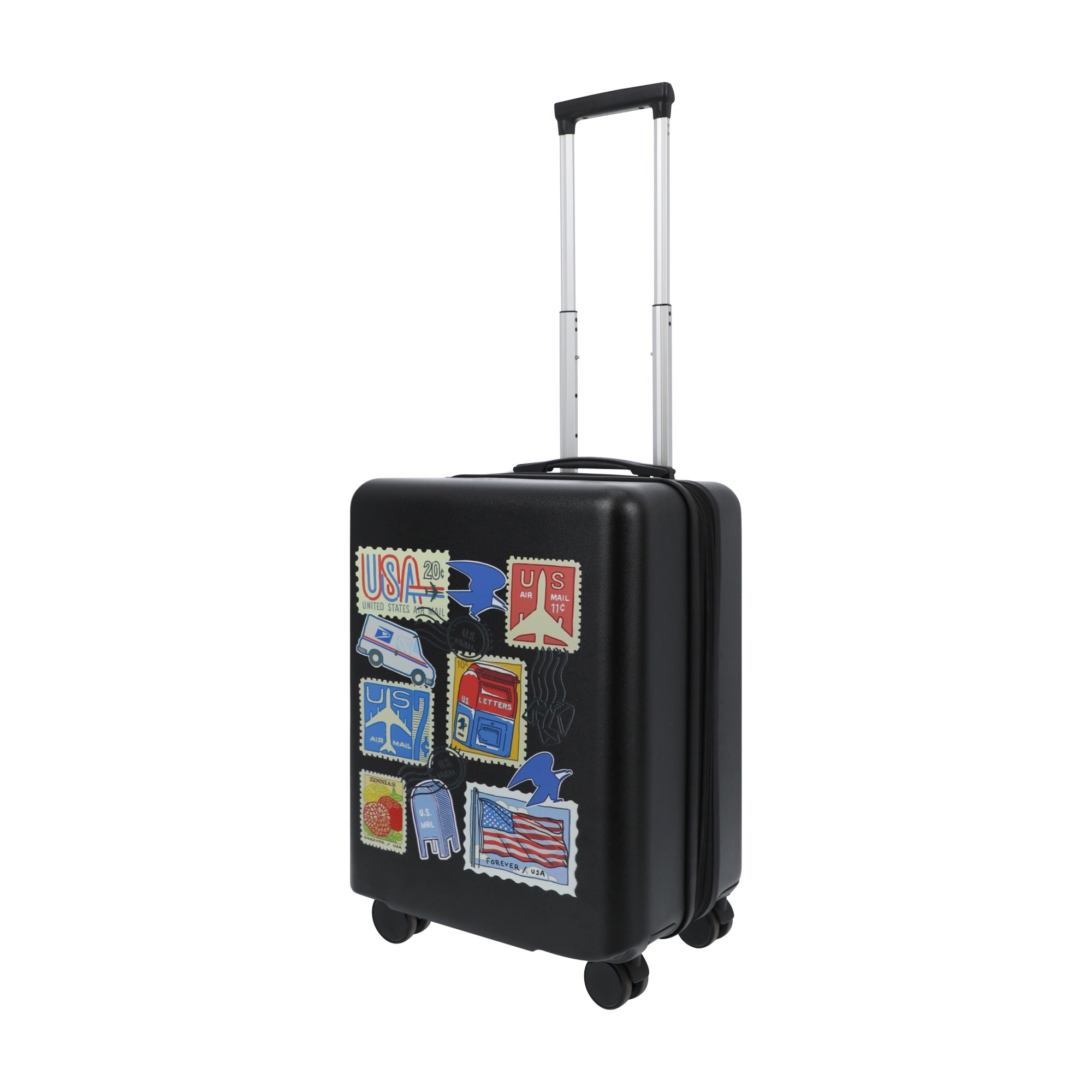 Black USPS 22.5" carry-on spinner suitcase rolling luggage by Ful