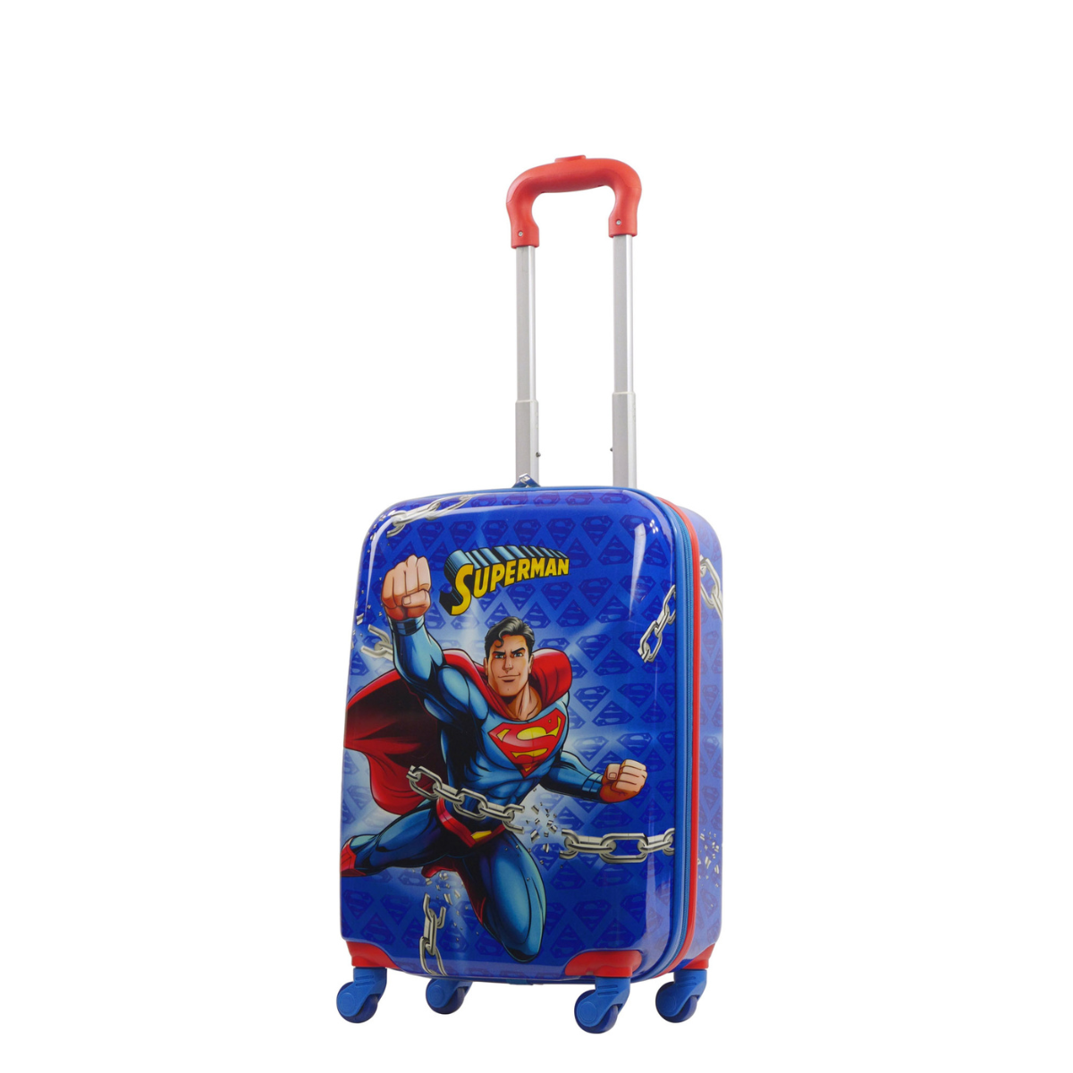 WB Superman kids 20.5-inch Hardside spinner carry-on blue rolling luggage