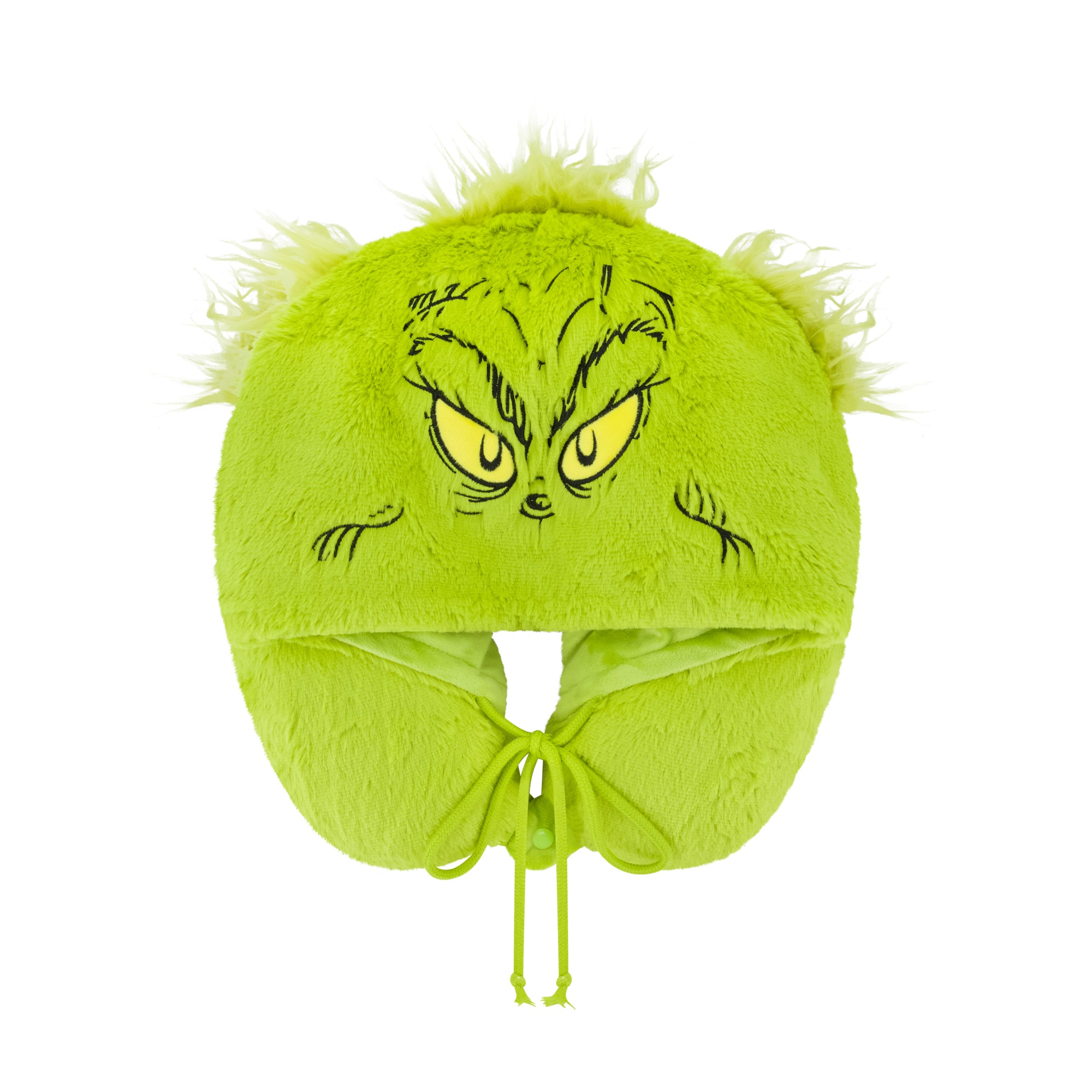 Grinch Face Hooded Fur Neck Pillow