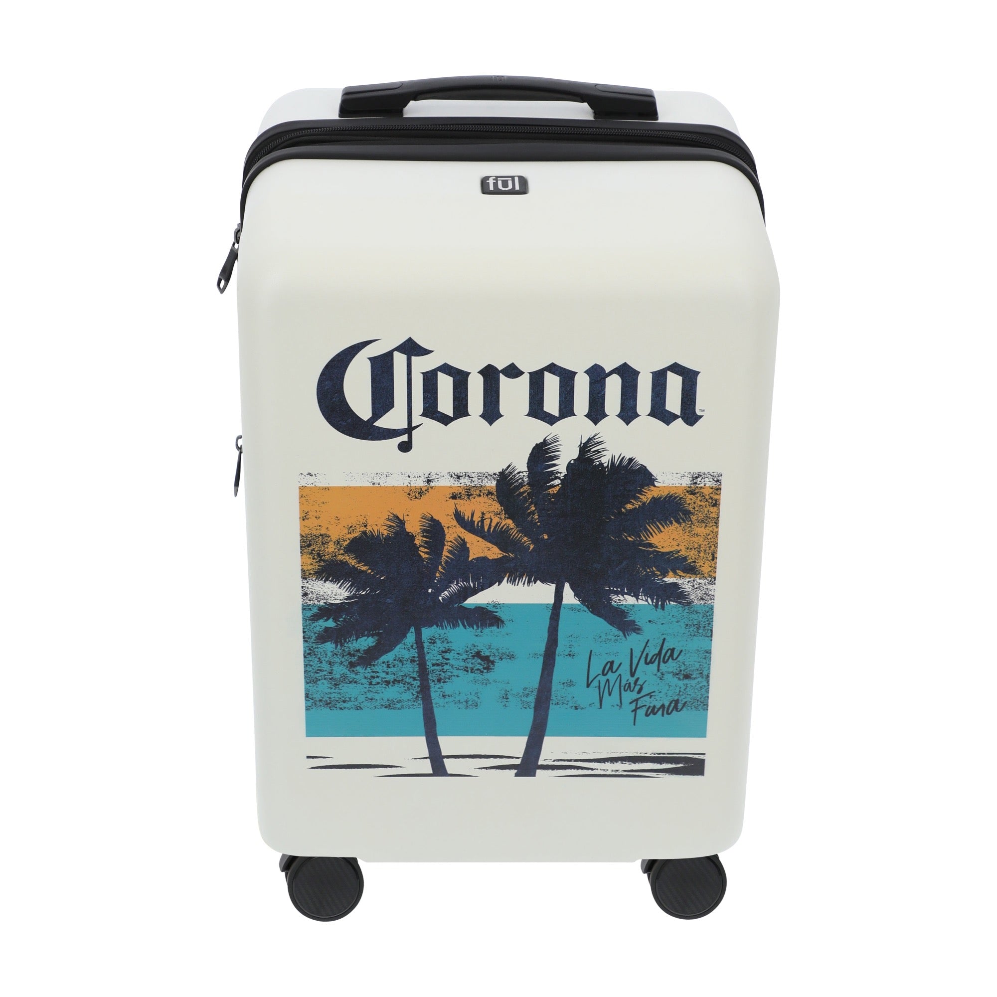 White corona 22.5" carry-on spinner suitcase rolling luggage by Ful