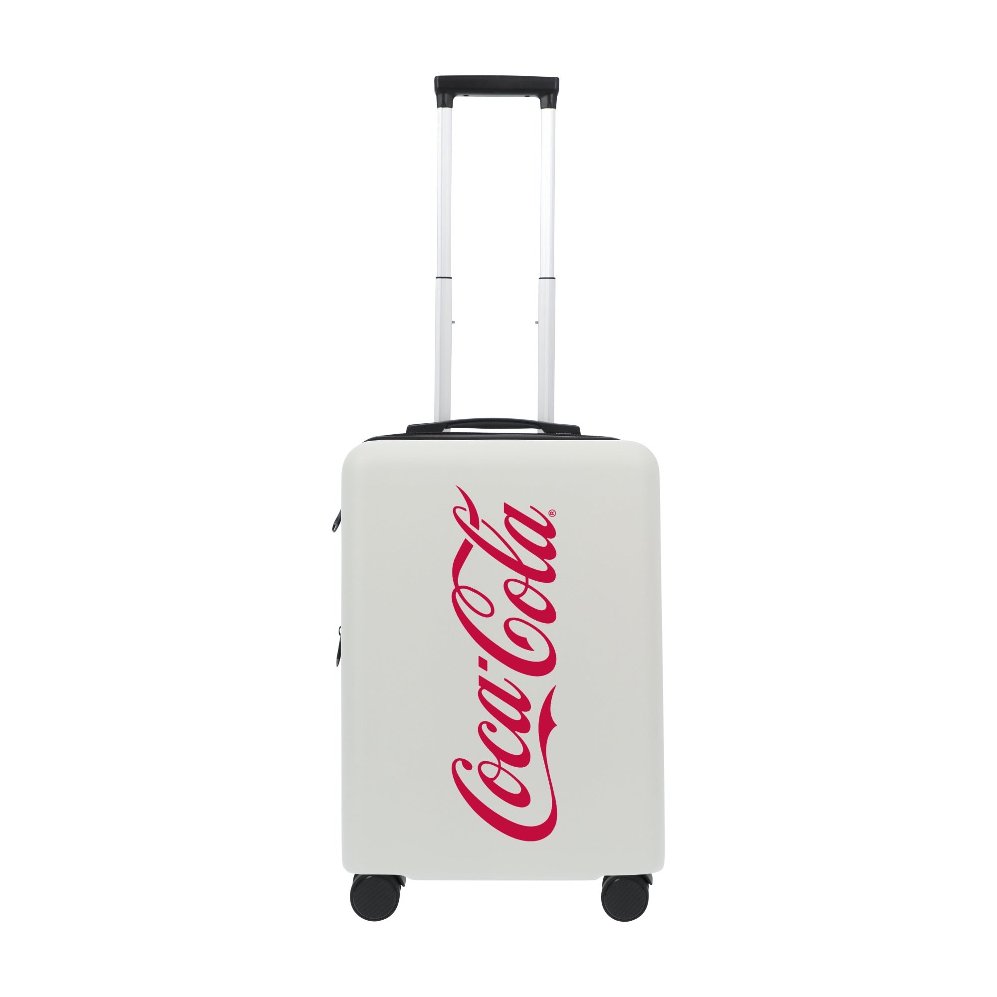 White Coca Cola 22.5" carry-on spinner suitcase rolling luggage by Ful