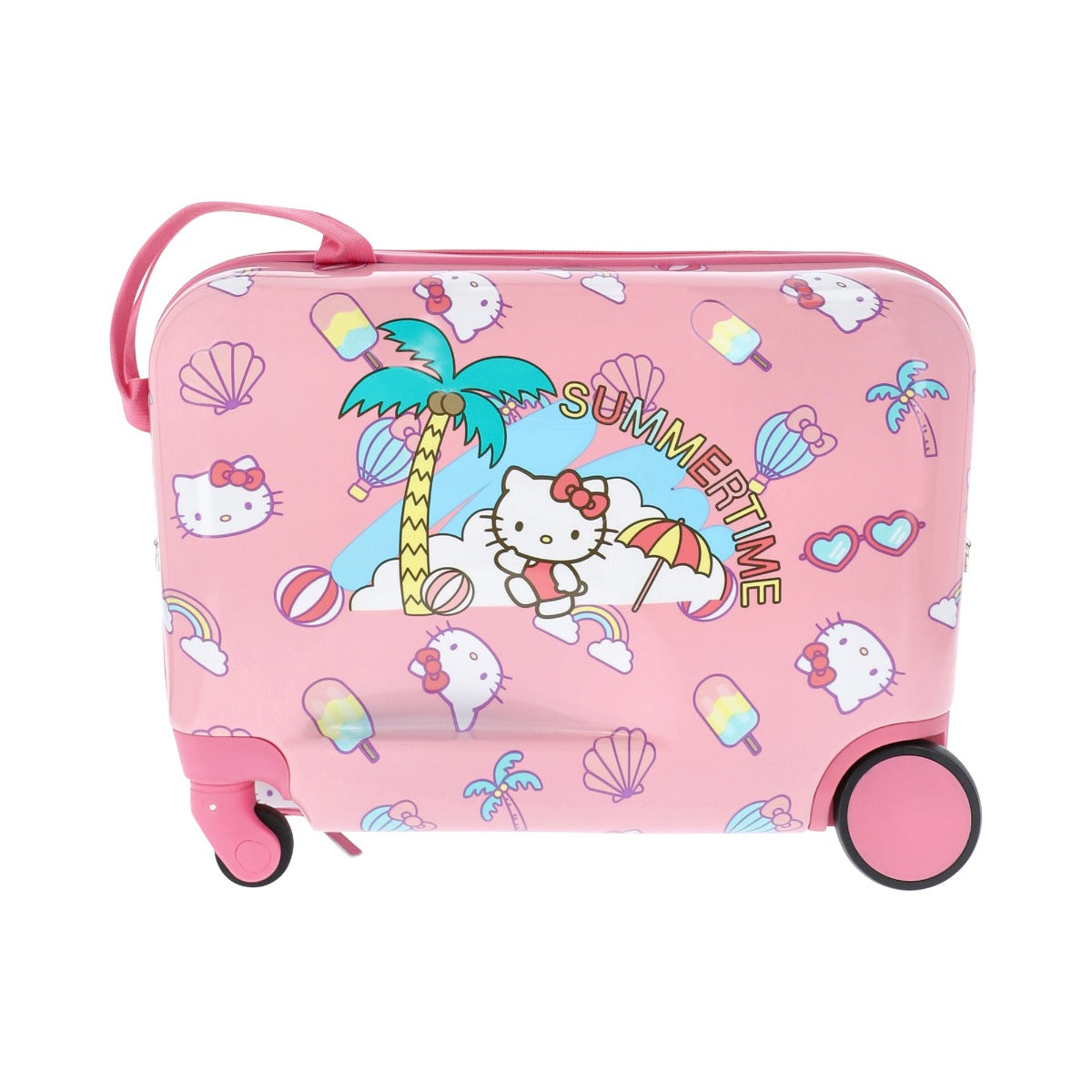 Pink Hello Kitty Summertime Ride-on 14.5" suitcase - kids ride-along carry-on luggage for travel