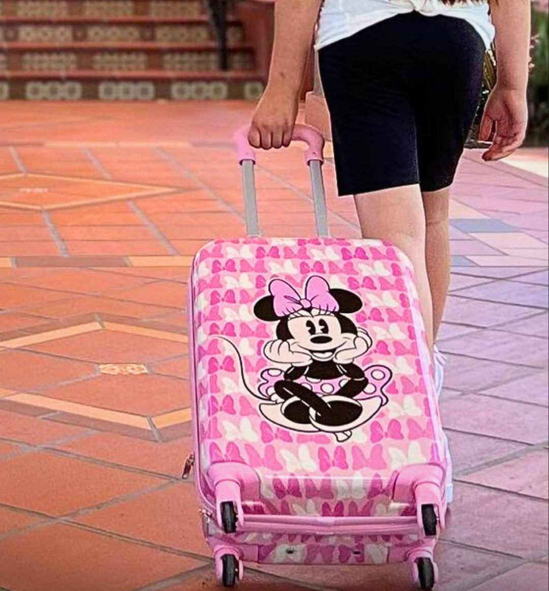 Ful Minnie Mouse Bows Print Hardside Spinner Suitcase - 20.5 inch Pink Carry On Kids Disney Luggage