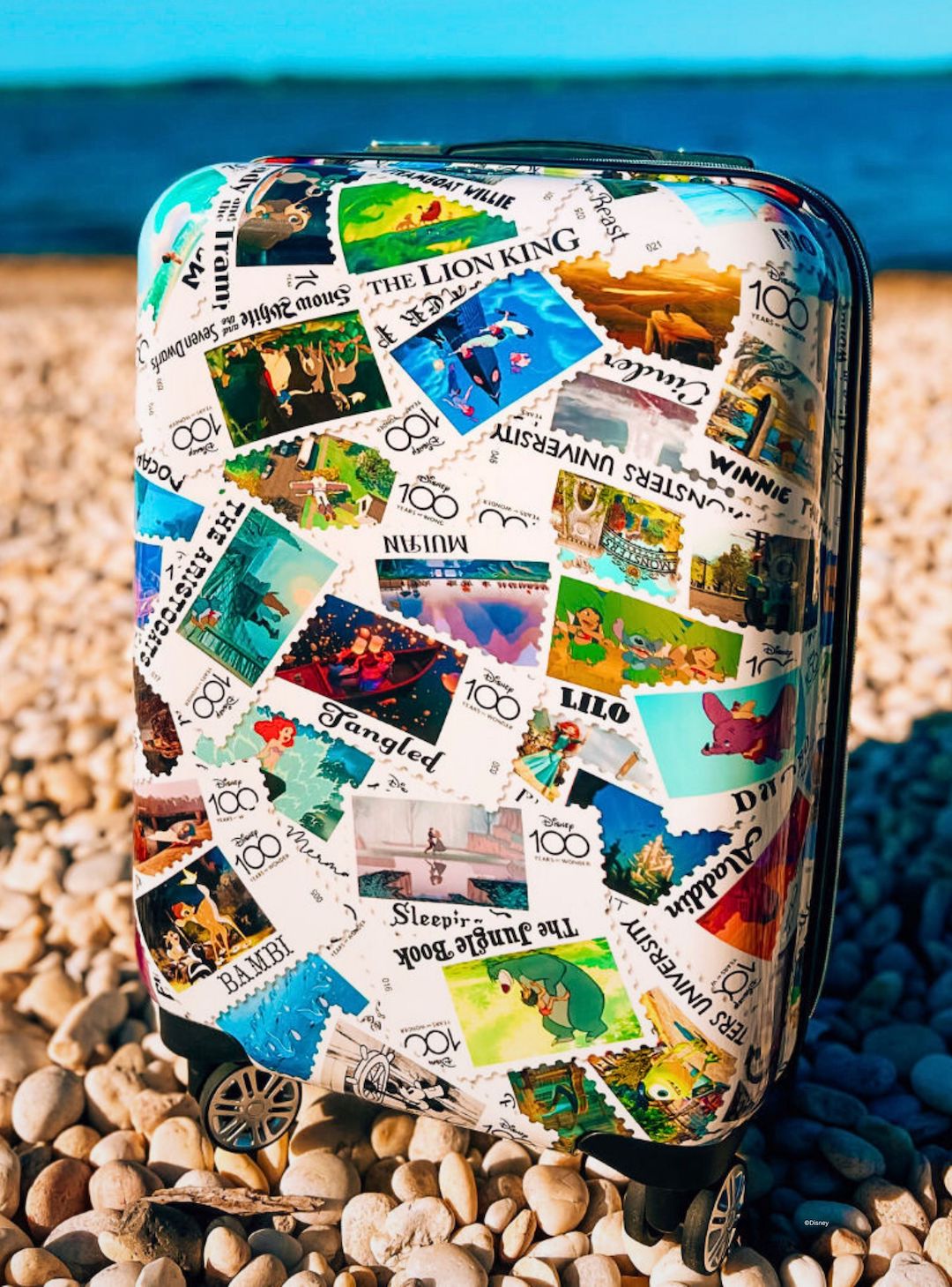 Ful Disney Stamps ABS Hardsided Spinner Suitcase 22" carry-on Luggage 360 spinner wheels Limited Edition retractable handle