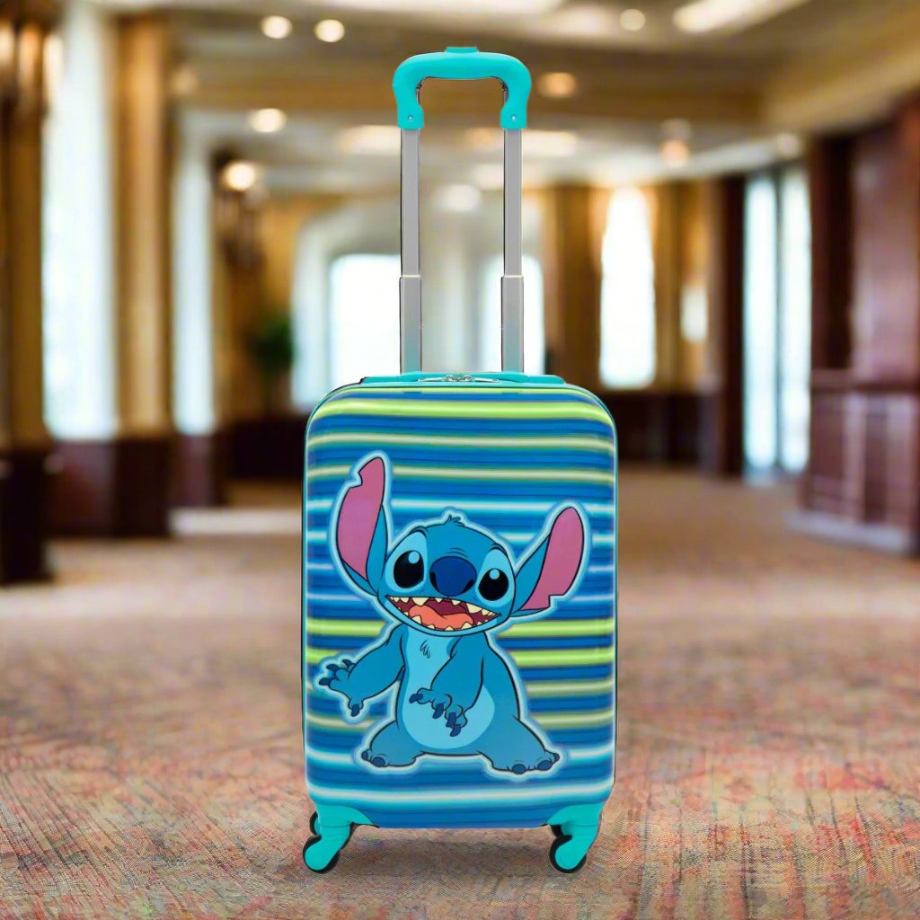 Disney Ful Stitch Neon Stripe Hardside Spinner Suitcase - Blue 21" Best Carry On Luggage for Kids