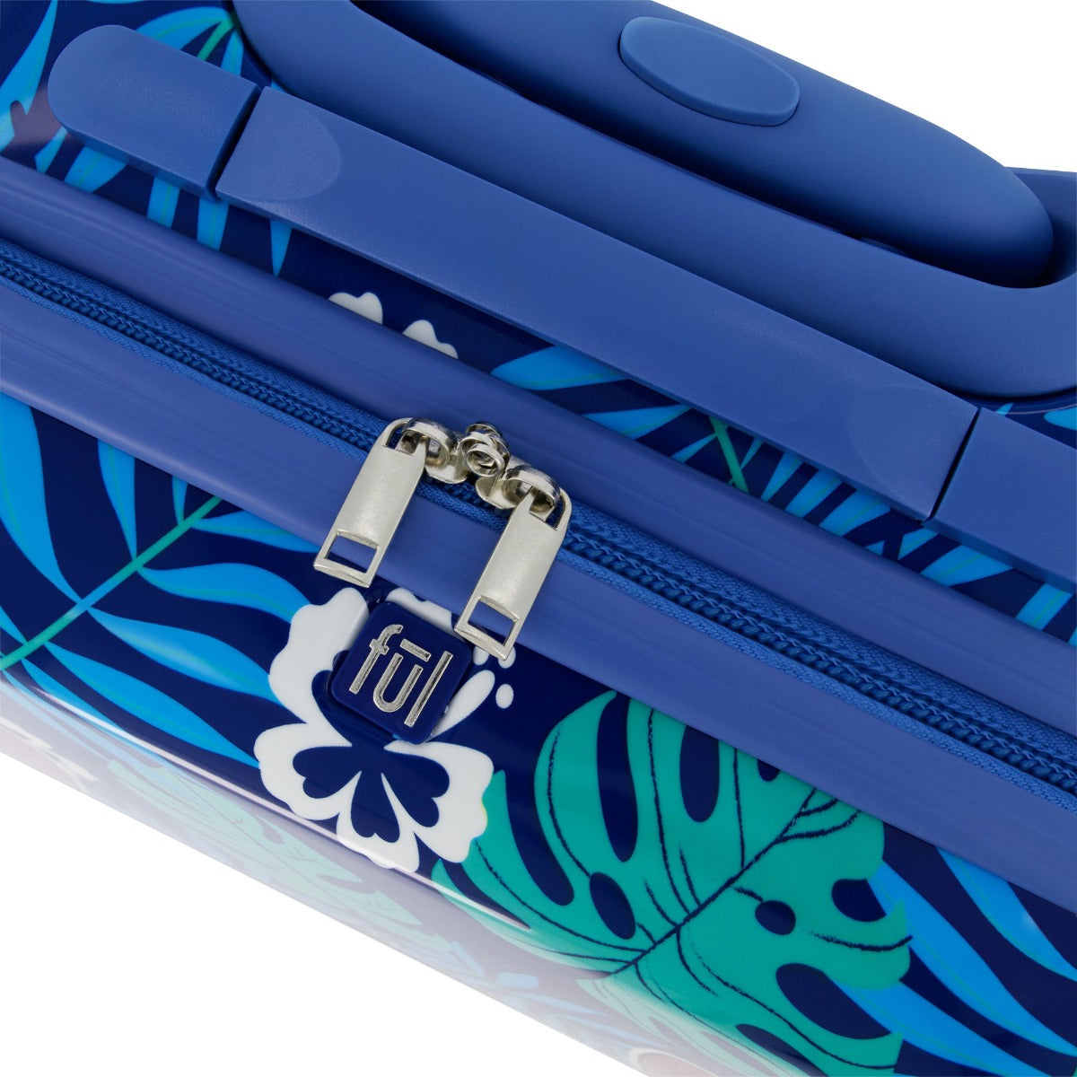 Blue Disney Ful Stitch tropical leaves 21" hardshell luggage for kids travel
