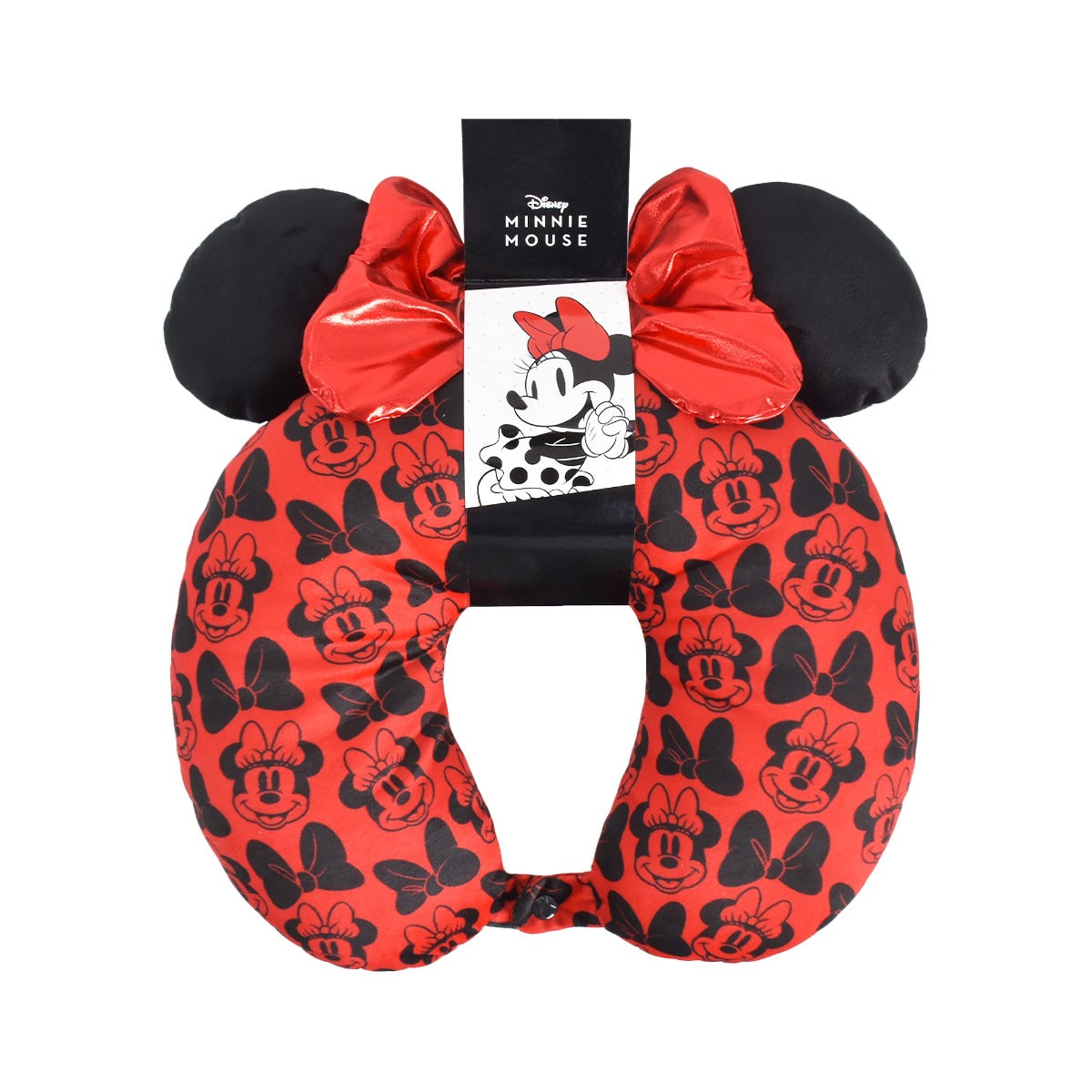 Red Disney Minnie Mouse with 3D ears and bow - best traveling neck pillow