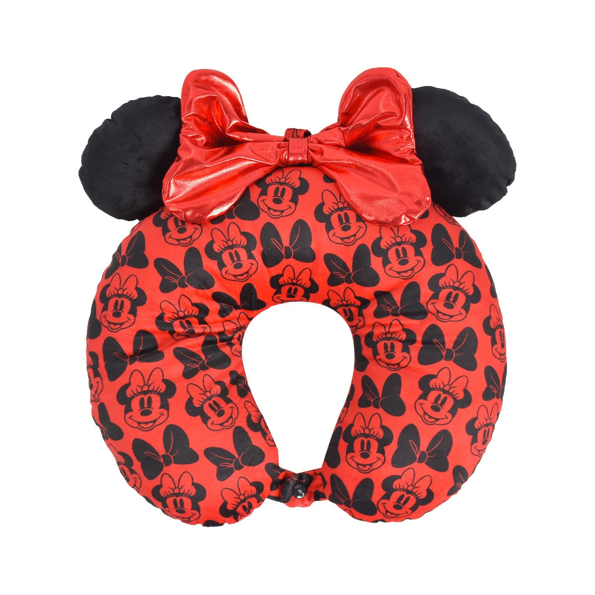 Red Disney Minnie Mouse with 3D ears and bow - best travel neck pillow