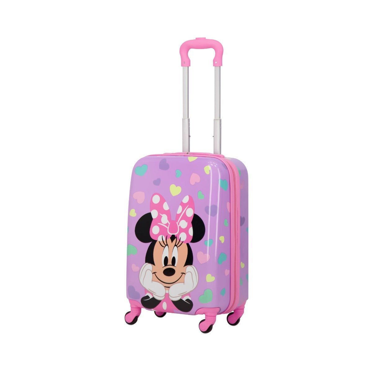 Pink Disney Ful Minnie Mouse hearts all over print 21" kids luggage
