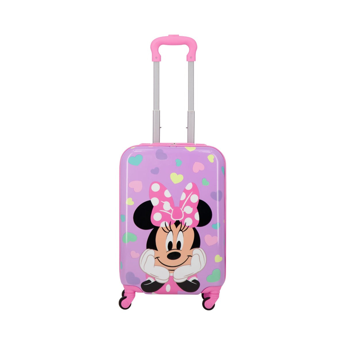Pink Disney Ful Minnie Mouse hearts all over print 21 inch rolling luggage - best kids carry-on suitcase