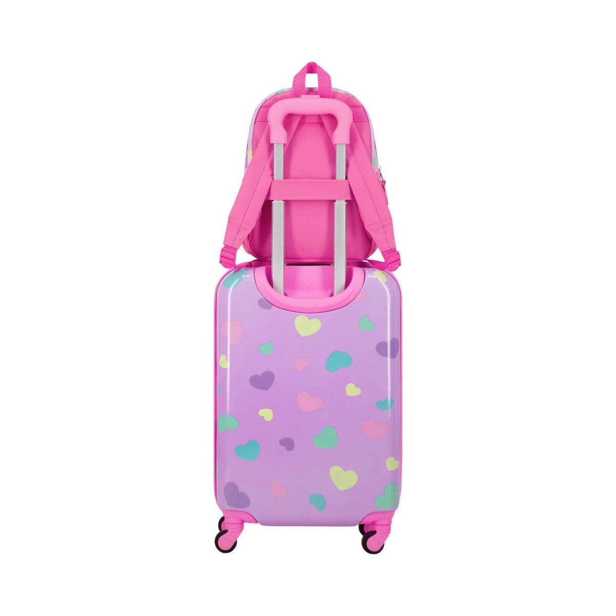 Pink Disney Ful Minnie Mouse hearts all over matching 2 piece set suitcase and backpack for kids