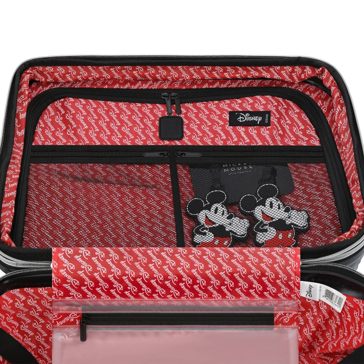Black Disney Mickey Mouse textured raised shape 22.5" carry-on hardside spinner luggage with ID tags - best hard suitcase for kids and adults