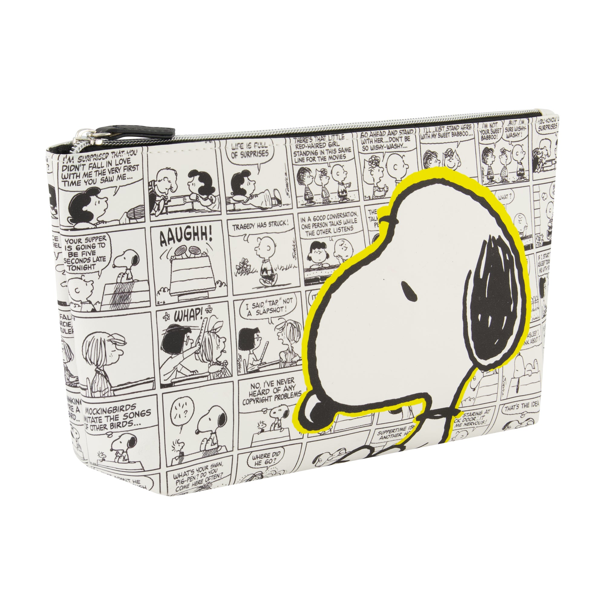 Peanuts Snoopy Comic Strip White Cosmetic Bag