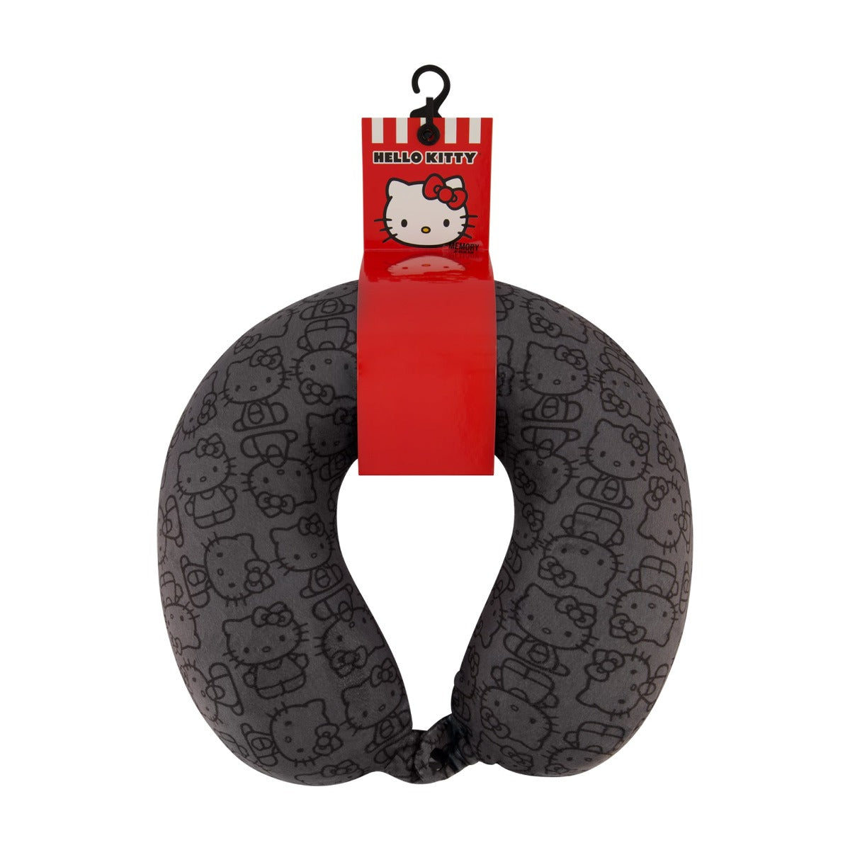 Black Ful Hello Kitty all over icon memory foam travel pillow - best neck pillows for traveling