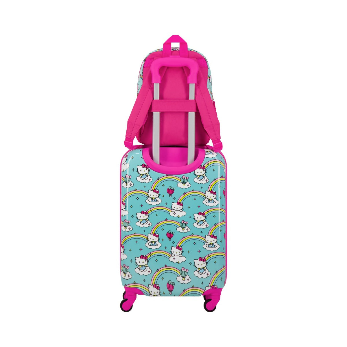 Hello Kitty Ful Rainbows kids matching 2 piece set with 21" suitcase 13" backpack for traveling