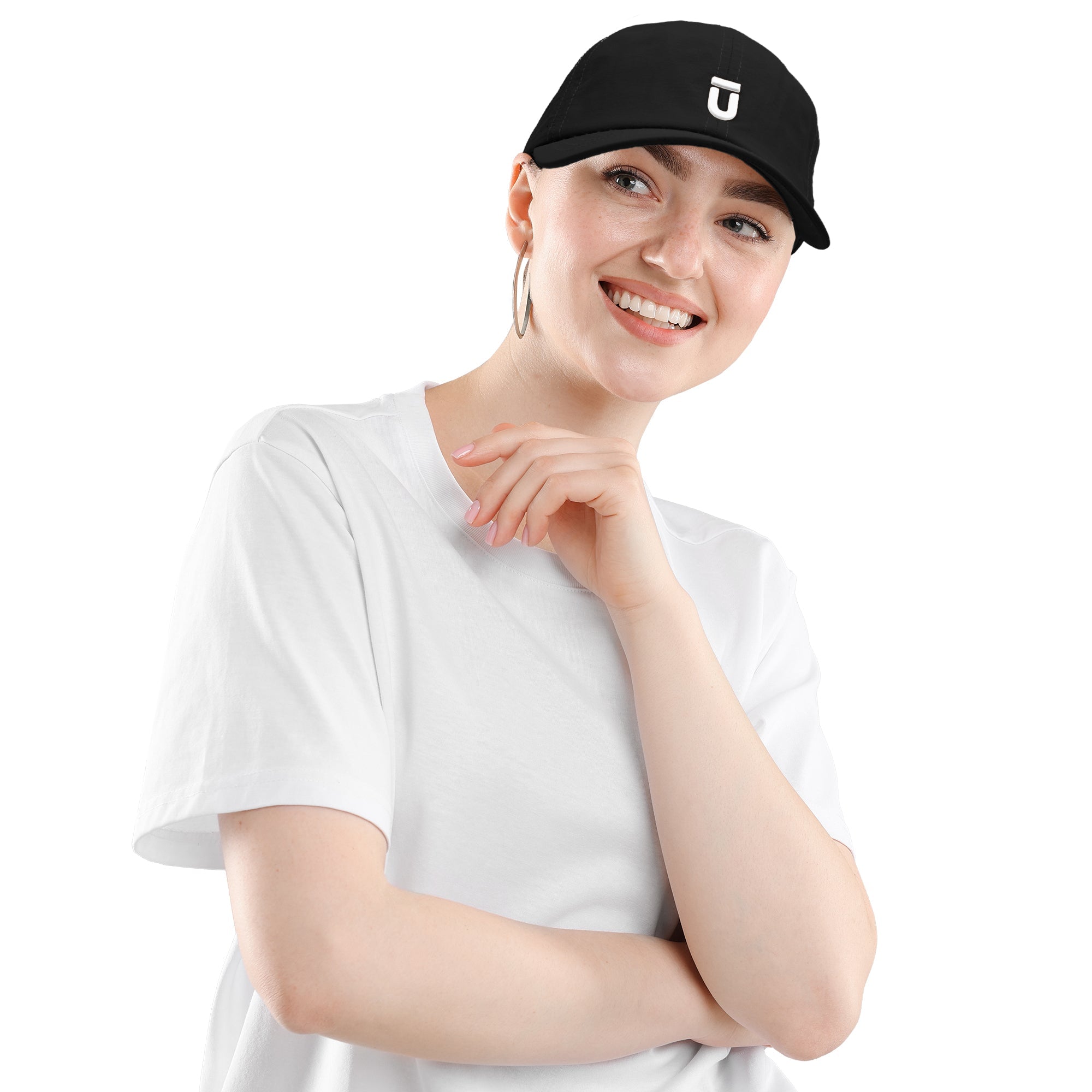 FŪL Perforated Stripe Nylon Cap with 3D Rubber Logo and Elastic Logo Backstrap