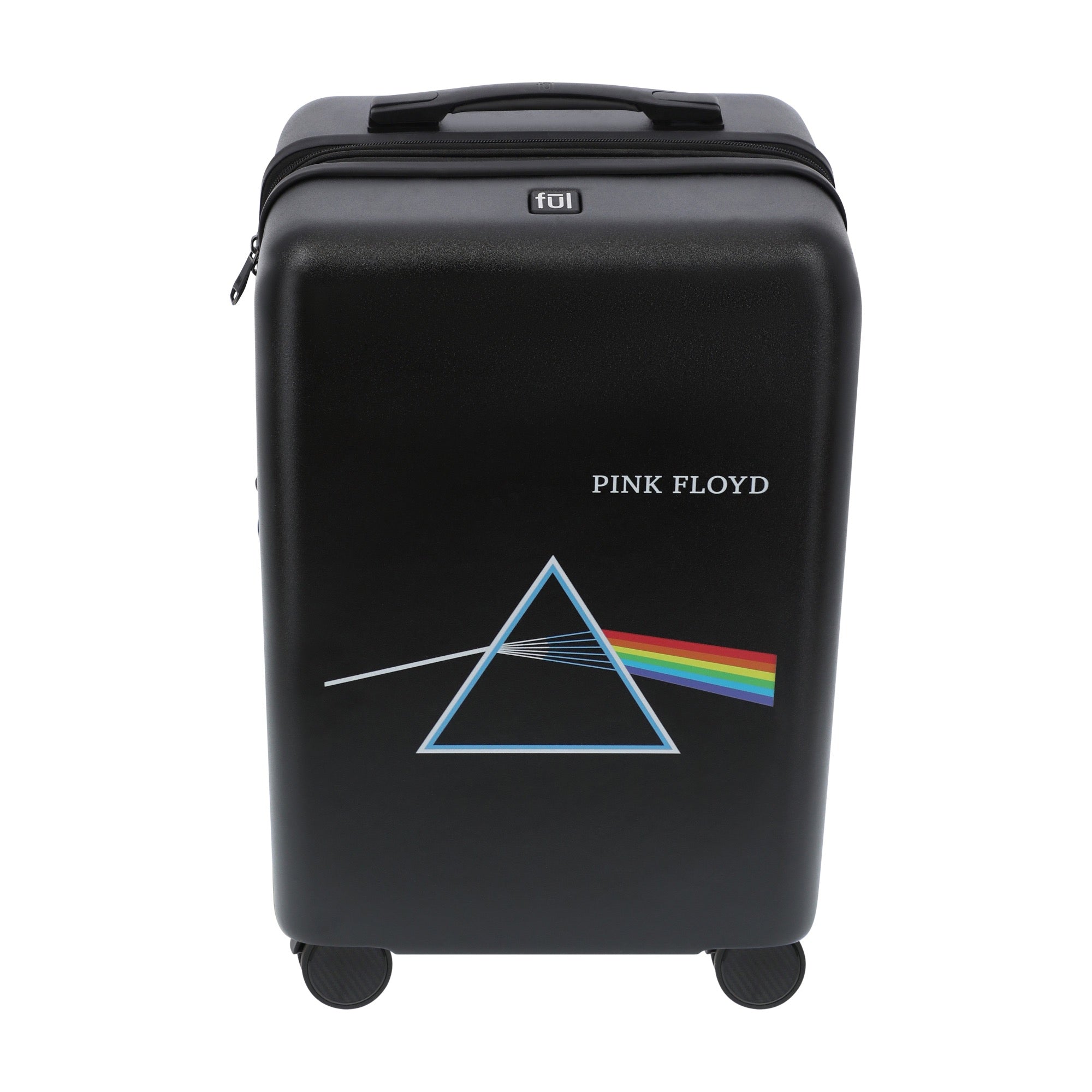 Pink Floyd 22.5" black carry-on spinner suitcase rolling luggage by Ful