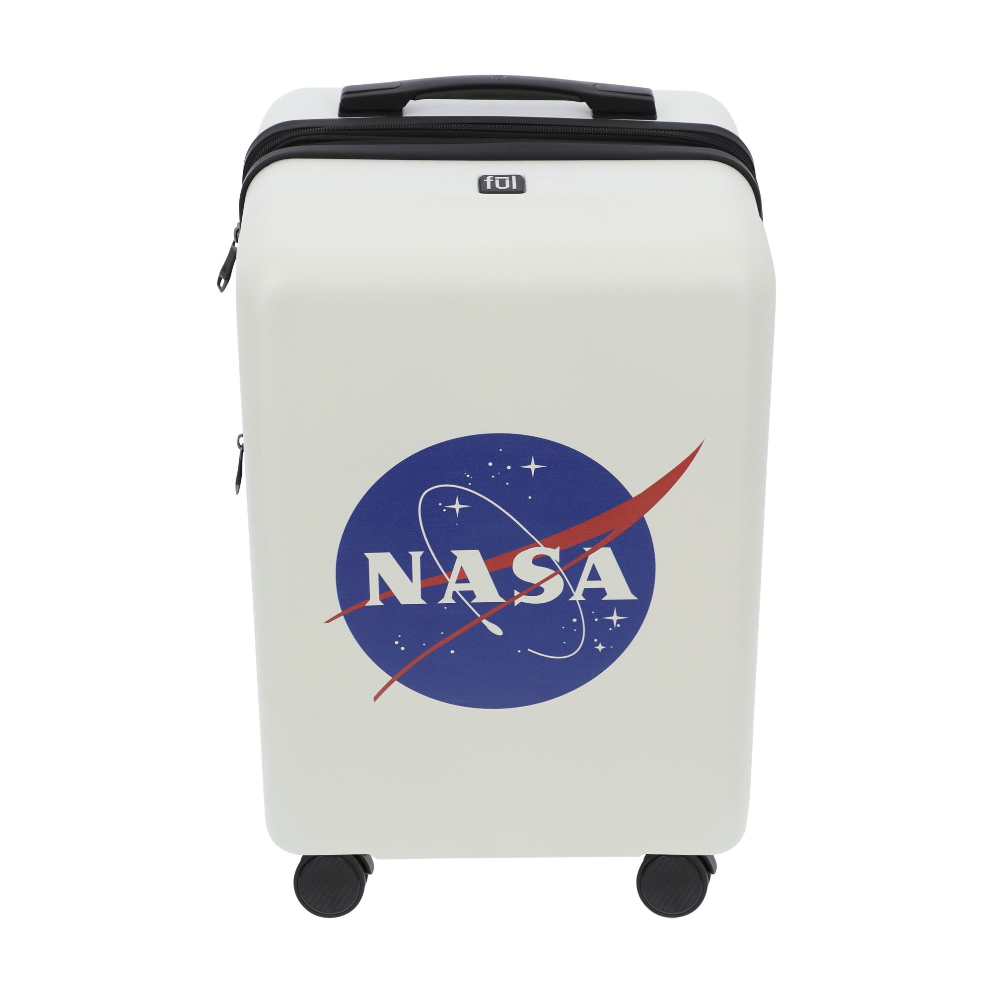 White NASA 22.5" carry-on spinner suitcase rolling luggage by Ful