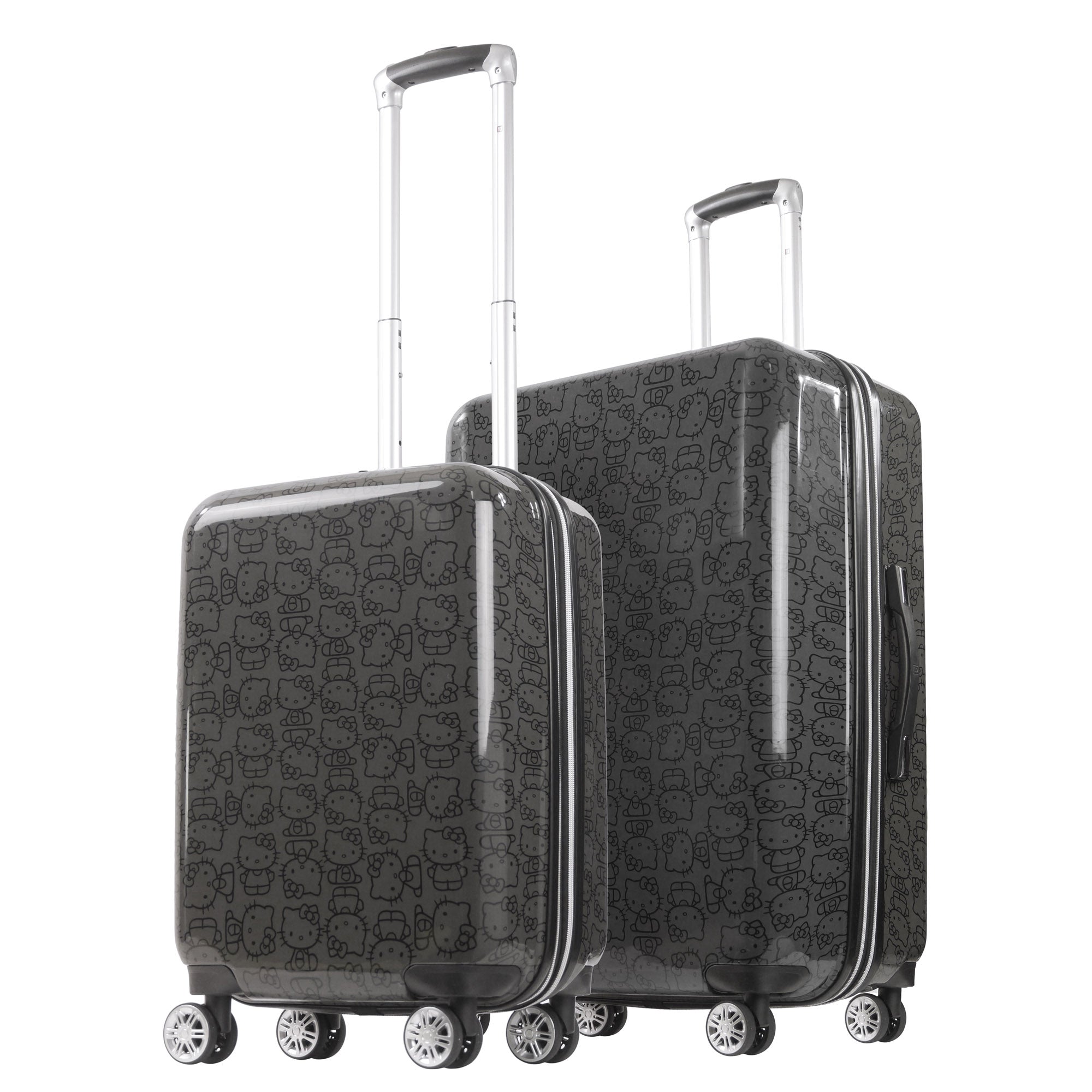 Hello Kitty All Over Print Hard-sided Pink Spinner Luggage 2 pc Set, Black