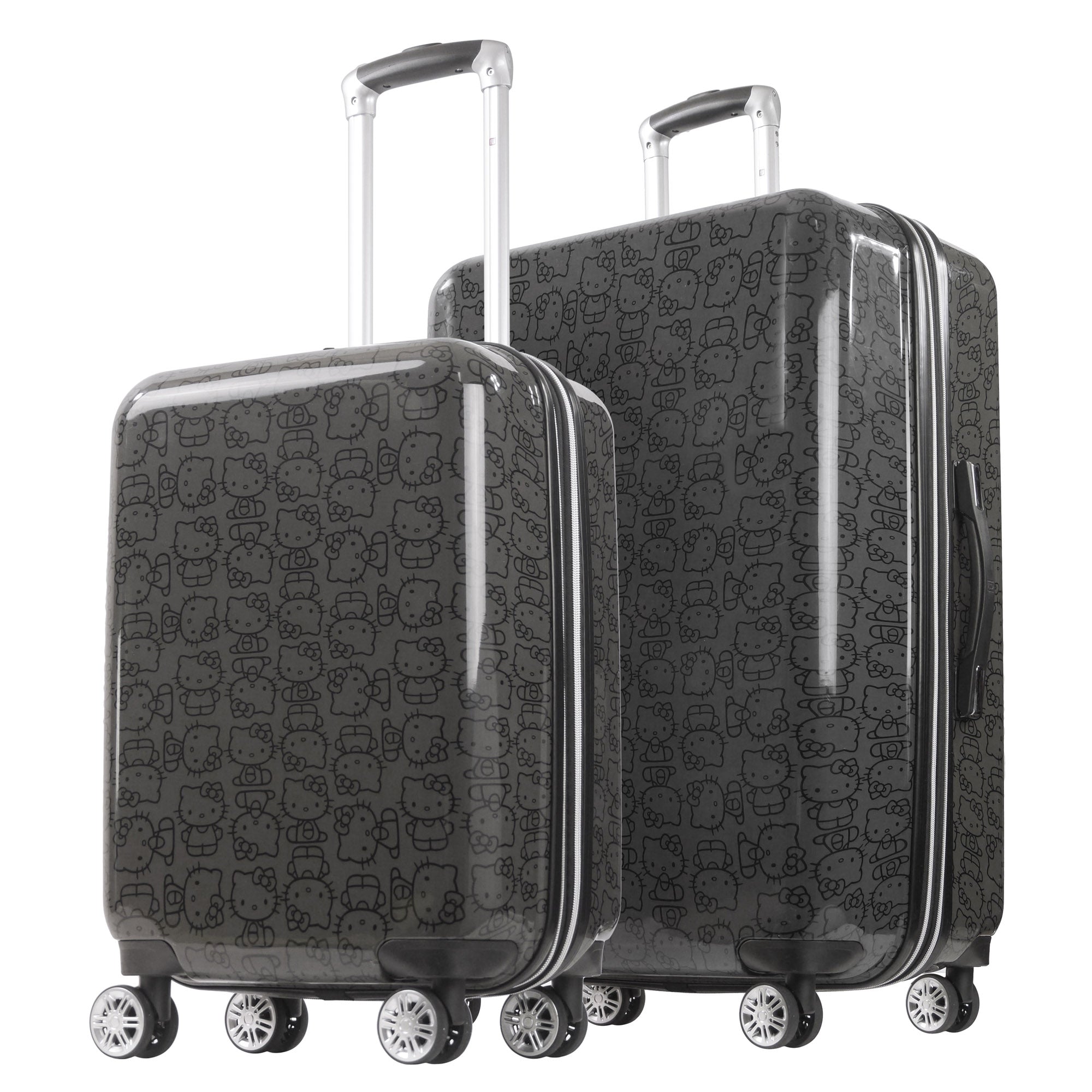 Hello Kitty All Over Print Hard-sided Pink Spinner Luggage 2 pc Set, Black