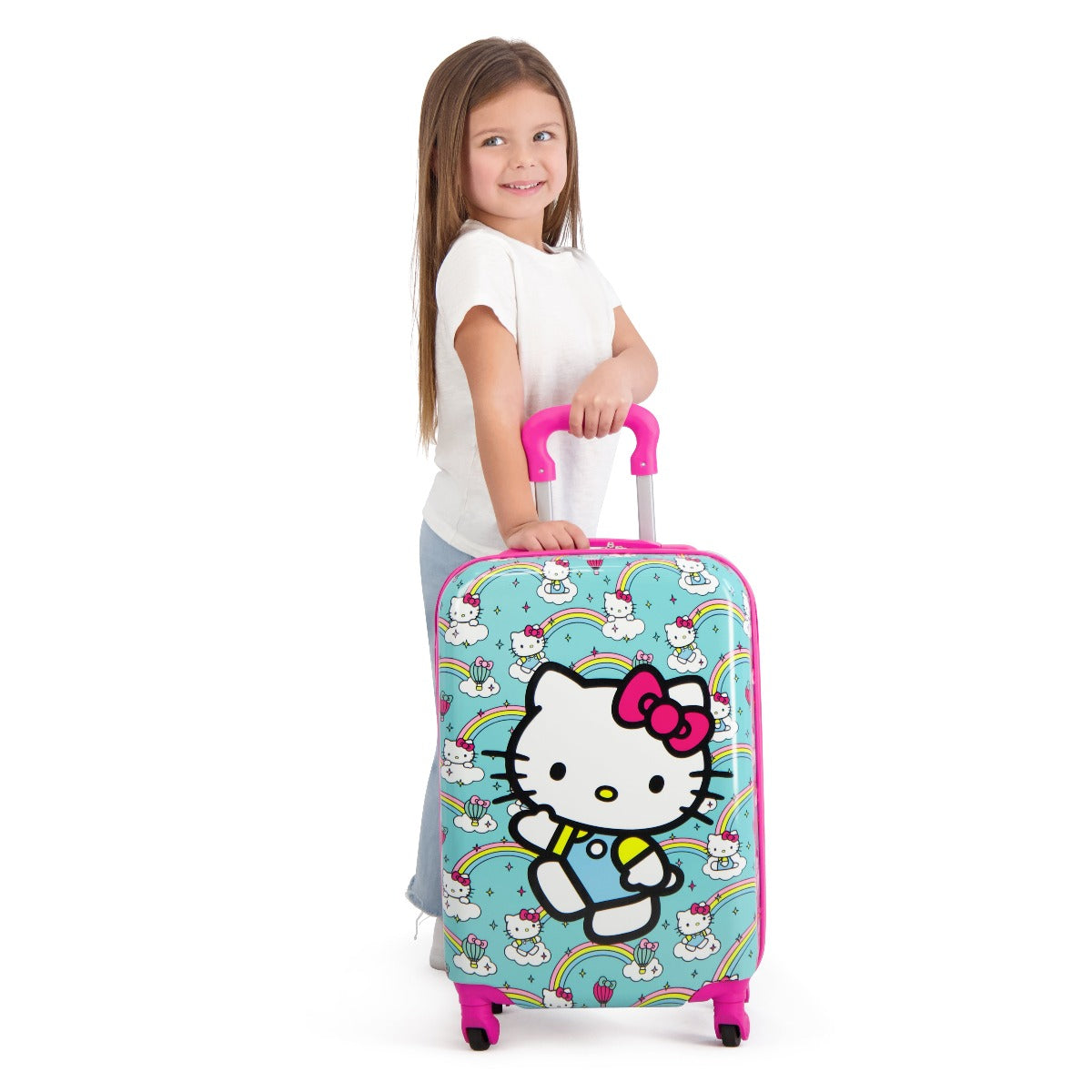 Kids Hello Kitty Ful Rainbows 21" carry-on rolling luggage spinner suitcase