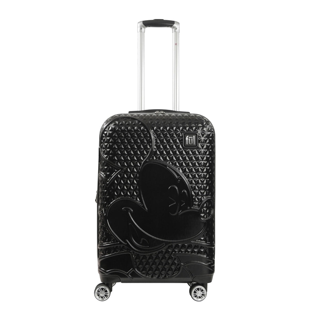 Adult Disney Luggage Mickey Mouse Texture Rolling Carry-on Hard Sided Spinner Black 26" Rolling Suitcase Ful