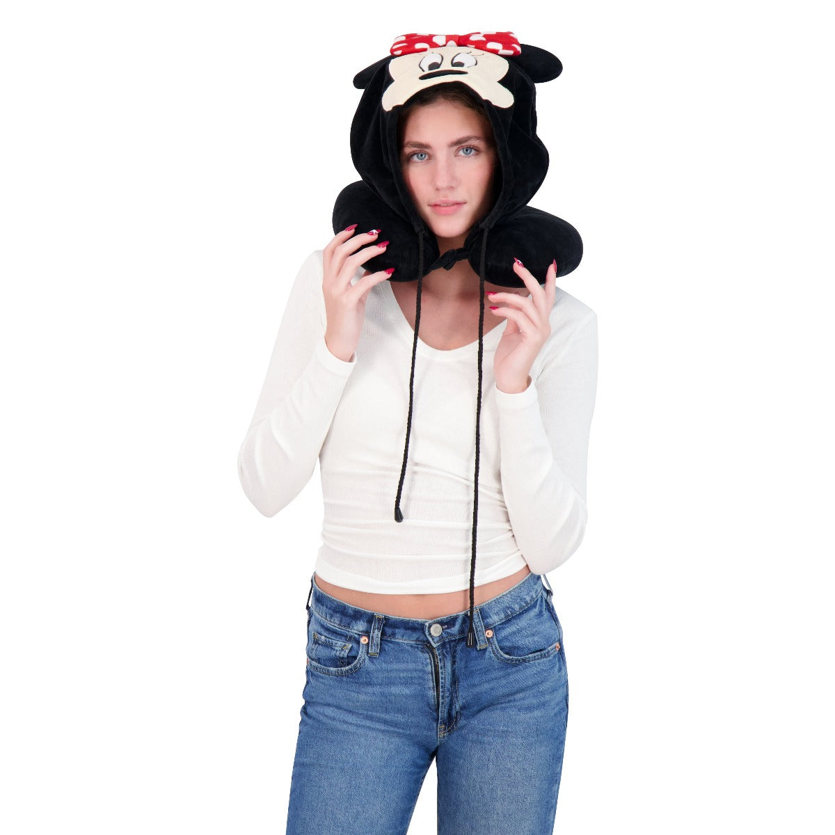 Black Ful Disney Minnie Mouse hooded hoodie neck pillow - best travel pillows for kids and adults