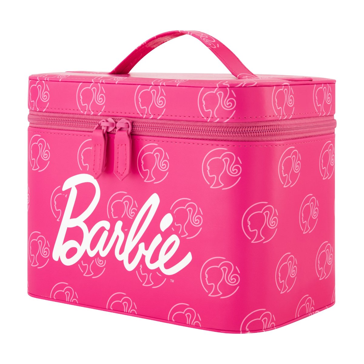 Barbie hot pink large cosmetic case organizer with mirror