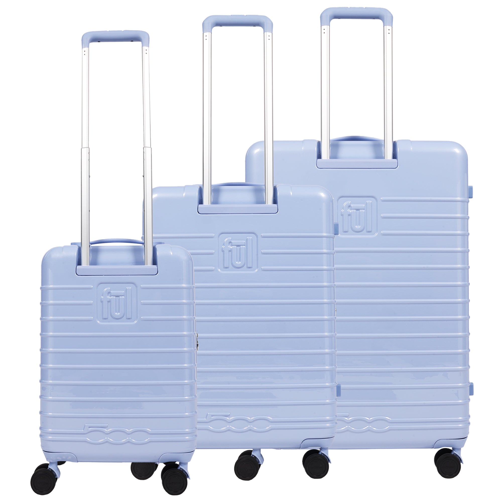 Fiat 500 x FUL 3-Piece Expandable Hardside Spinner Luggage Set – 22", 26.5", 31.5", Light Blue