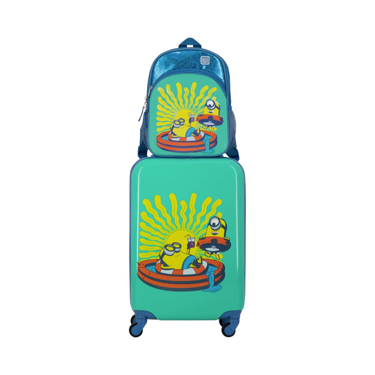 Ful Minions Vacation matching 2 piece set with carry-on 21" suitcase and 13" backpack