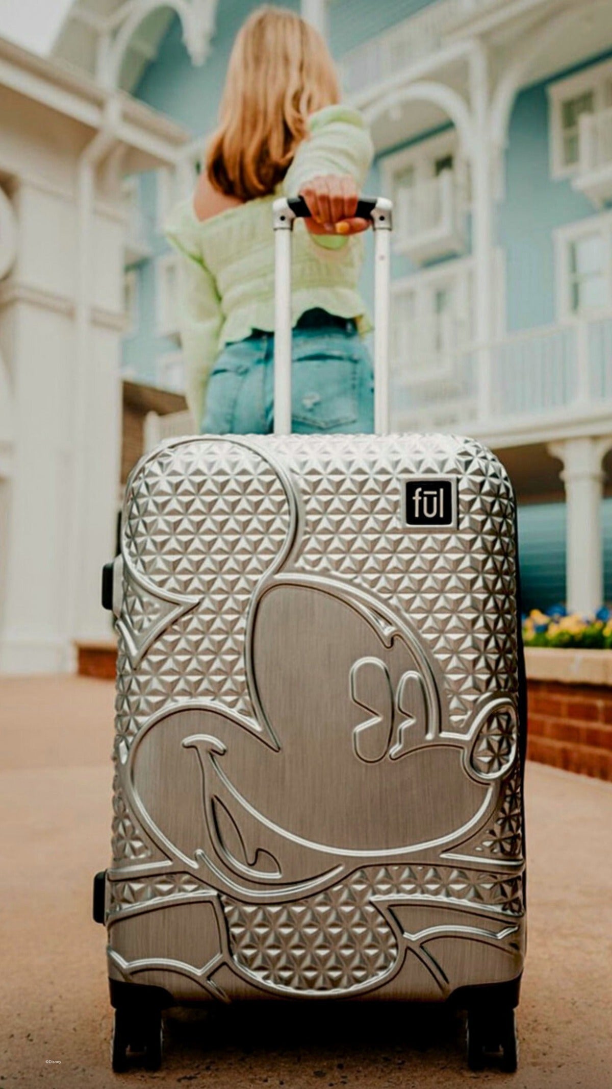 Mickey Mouse Rolling Luggage Ful Adult Disney Luggage Suitcase Silver