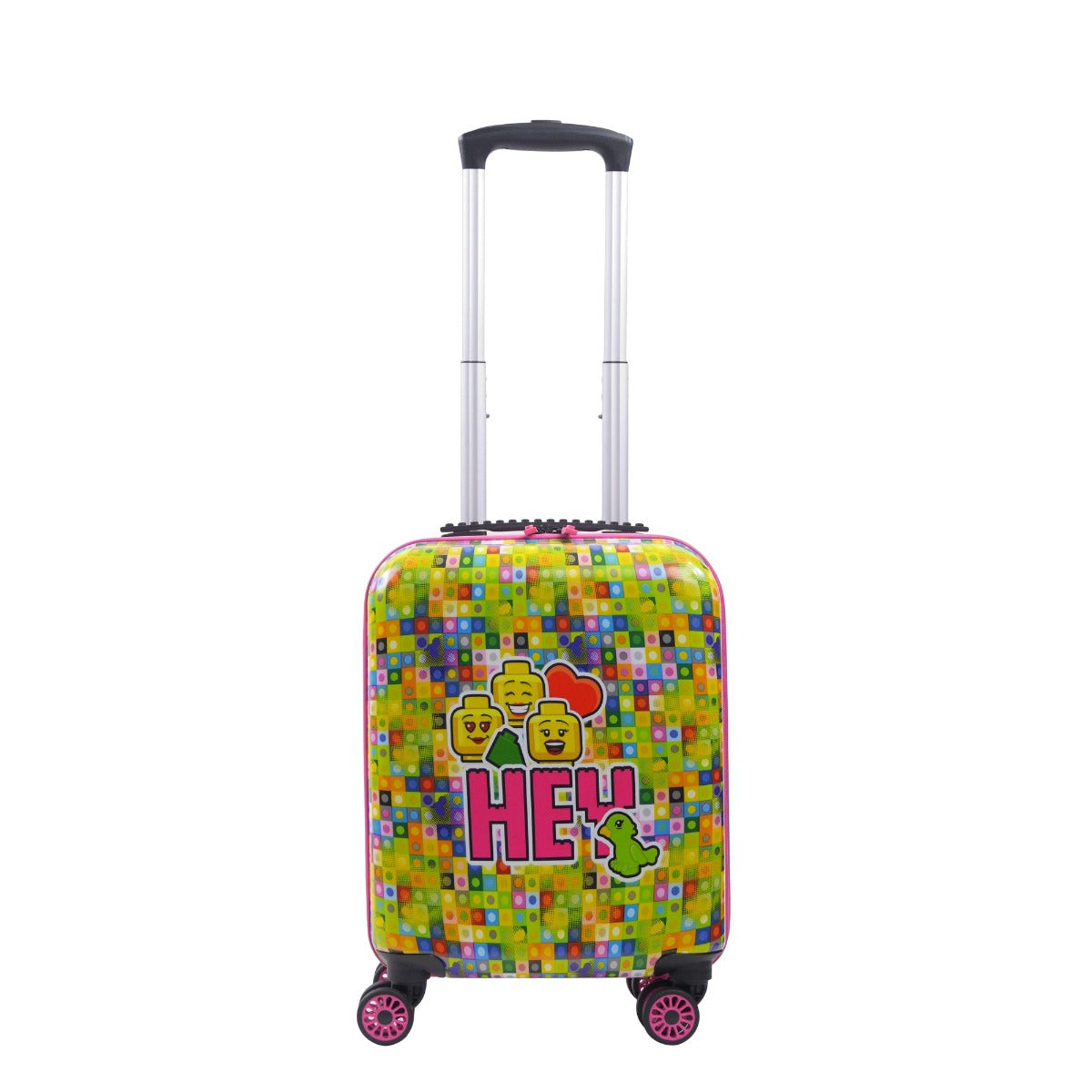 Pink Lego Play Date Hey Minifigures 18-inch luggage - best kids carry-on hard-sided spinner suitcase for traveling