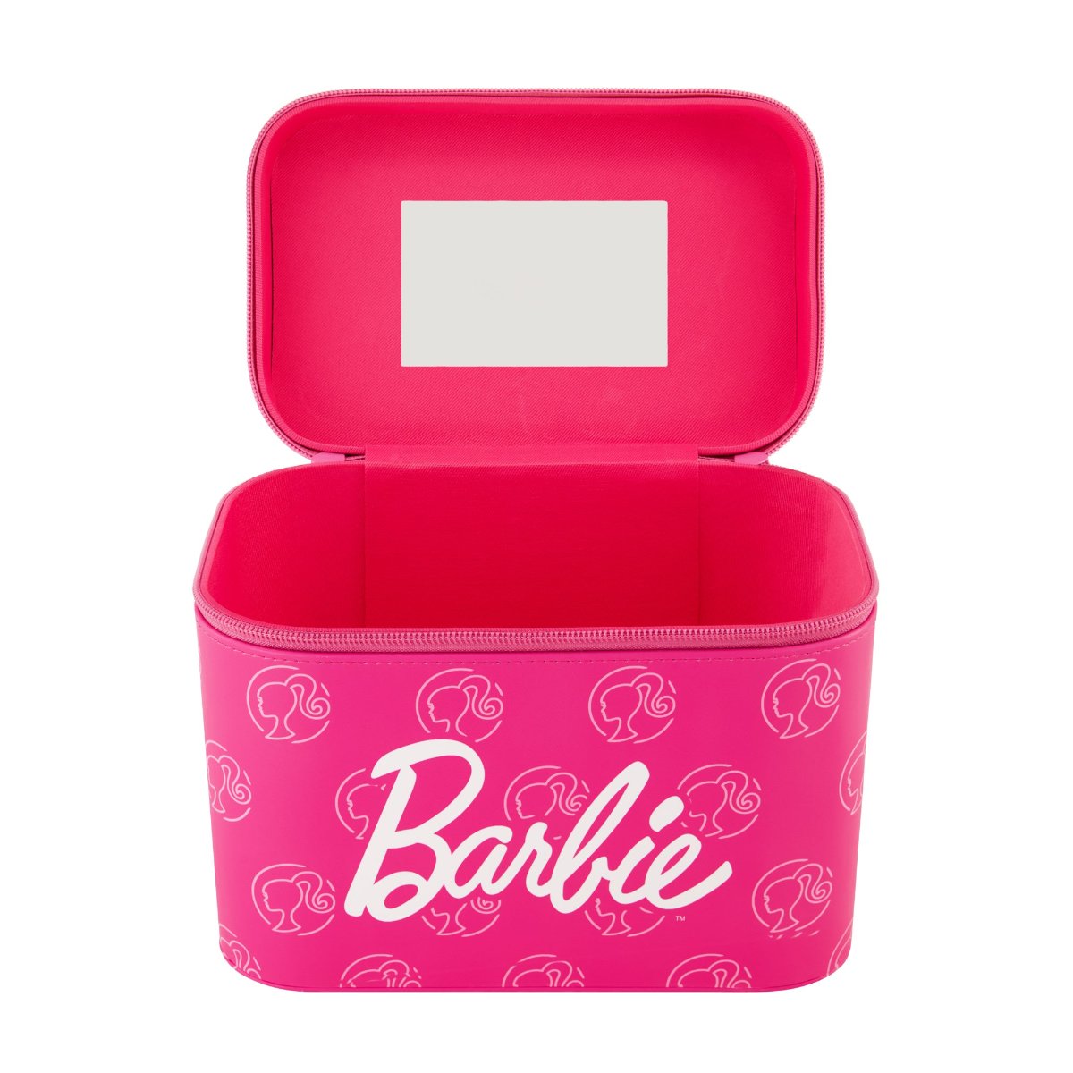 Barbie hot pink large cosmetic case organizer with mirror