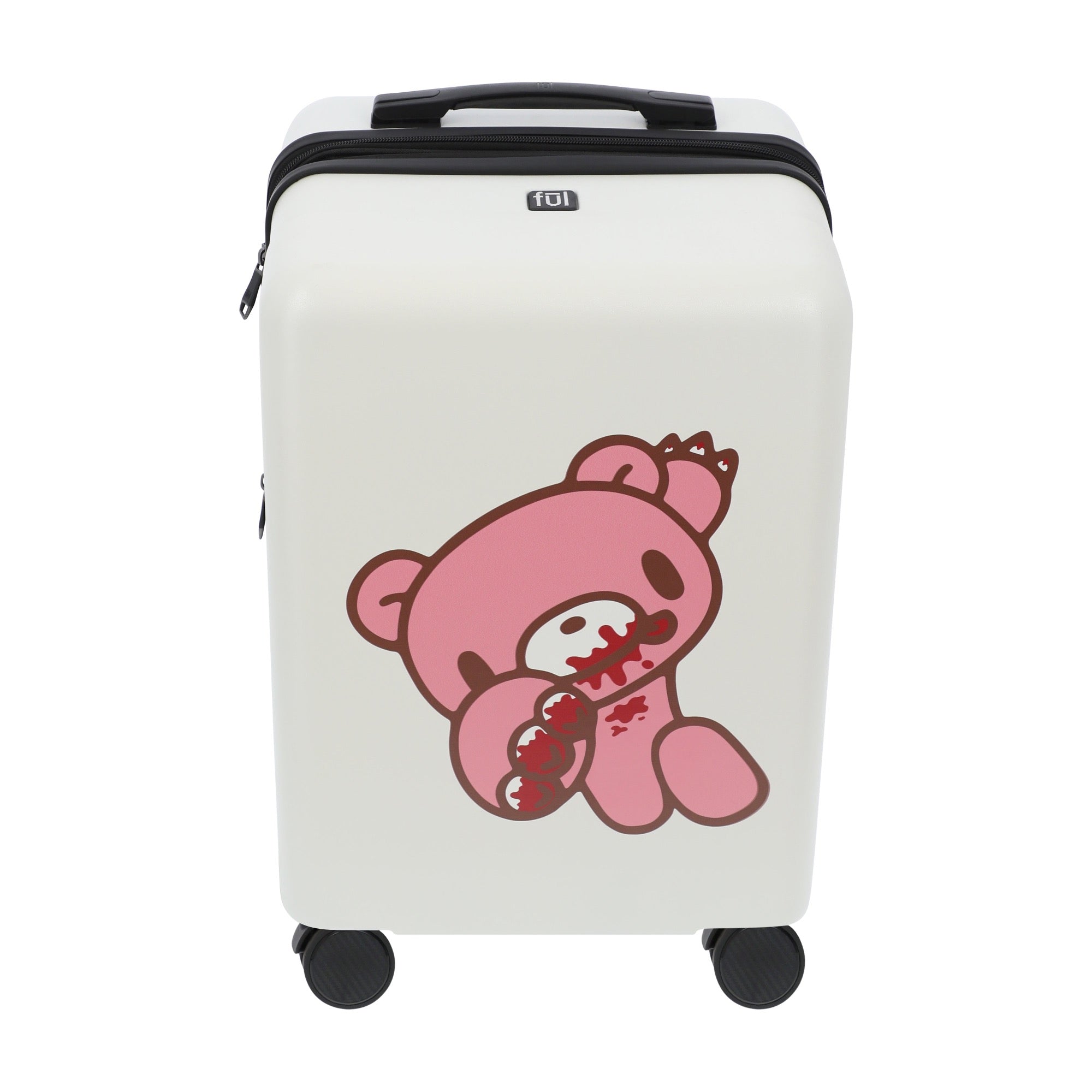 White octas gloomy bear 22.5" carry-on spinner suitcase luggage by Ful