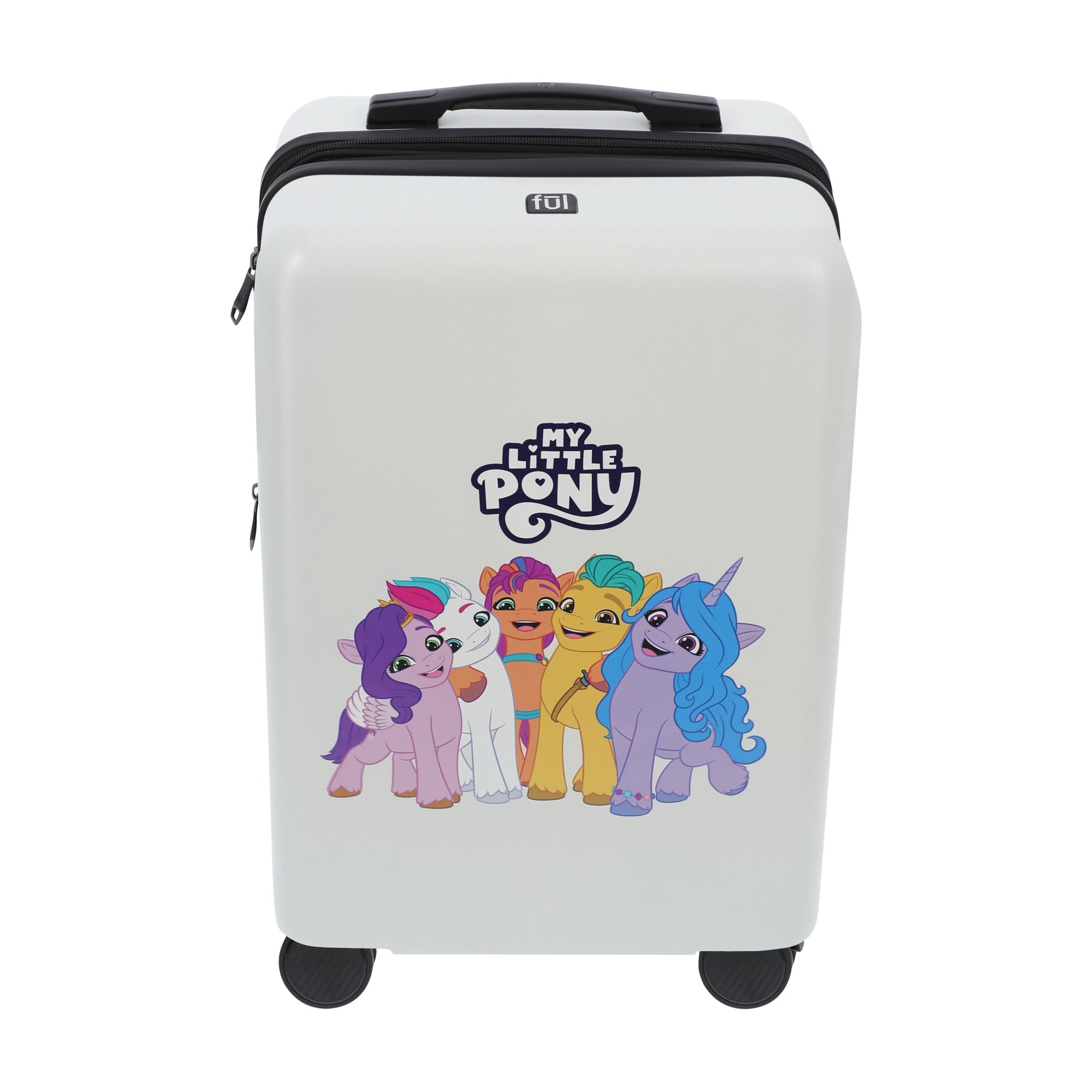 White Hasbro My Little Pony 22.5" carry-on spinner suitcase luggage by Ful