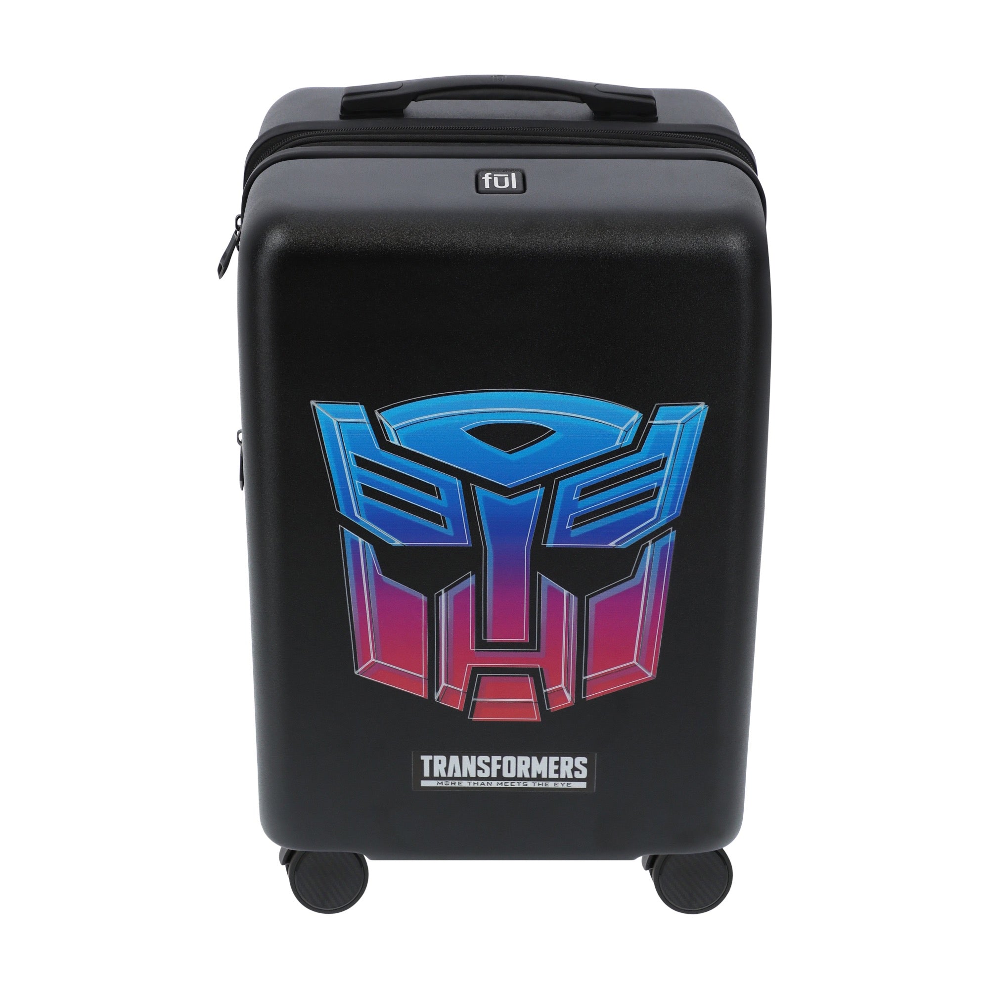 Black hasbro transformers 22.5" carry-on spinner suitcase luggage by Ful
