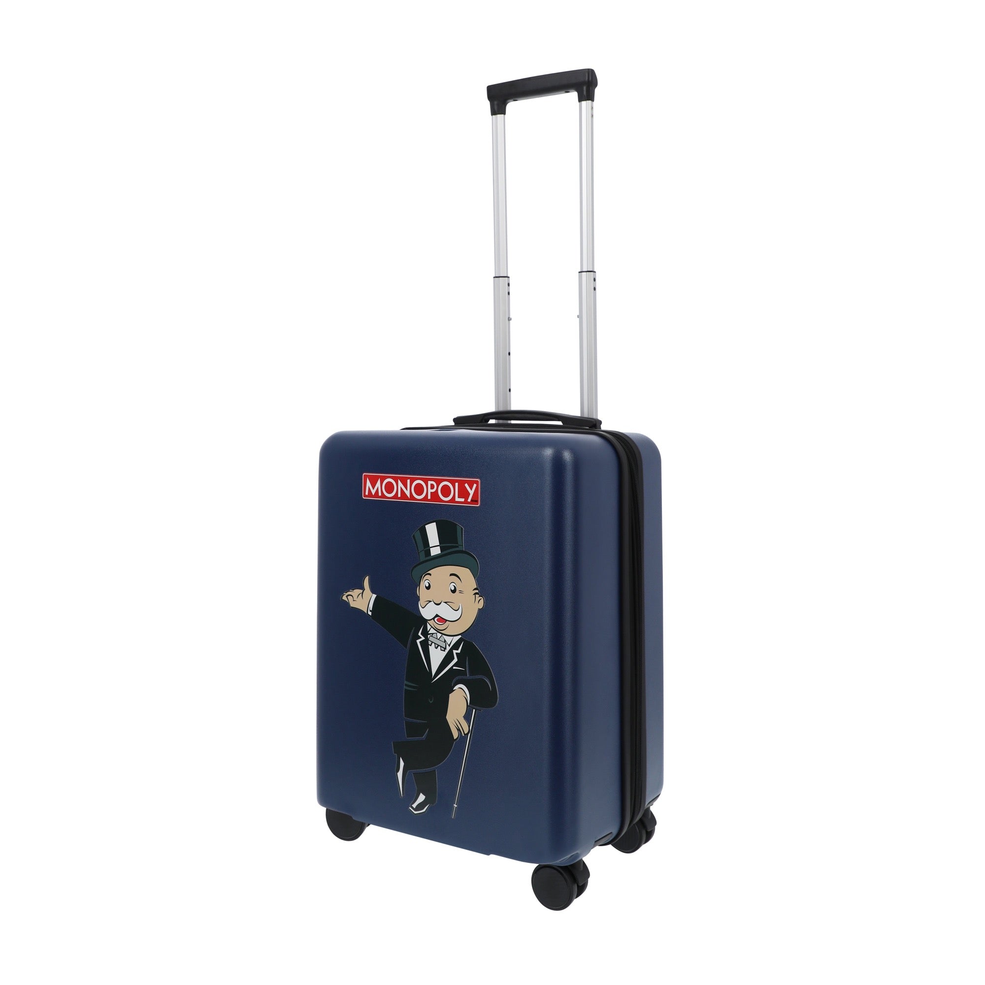 Navy blue hasbro monopoly 22.5" carry-on spinner suitcase luggage by Ful