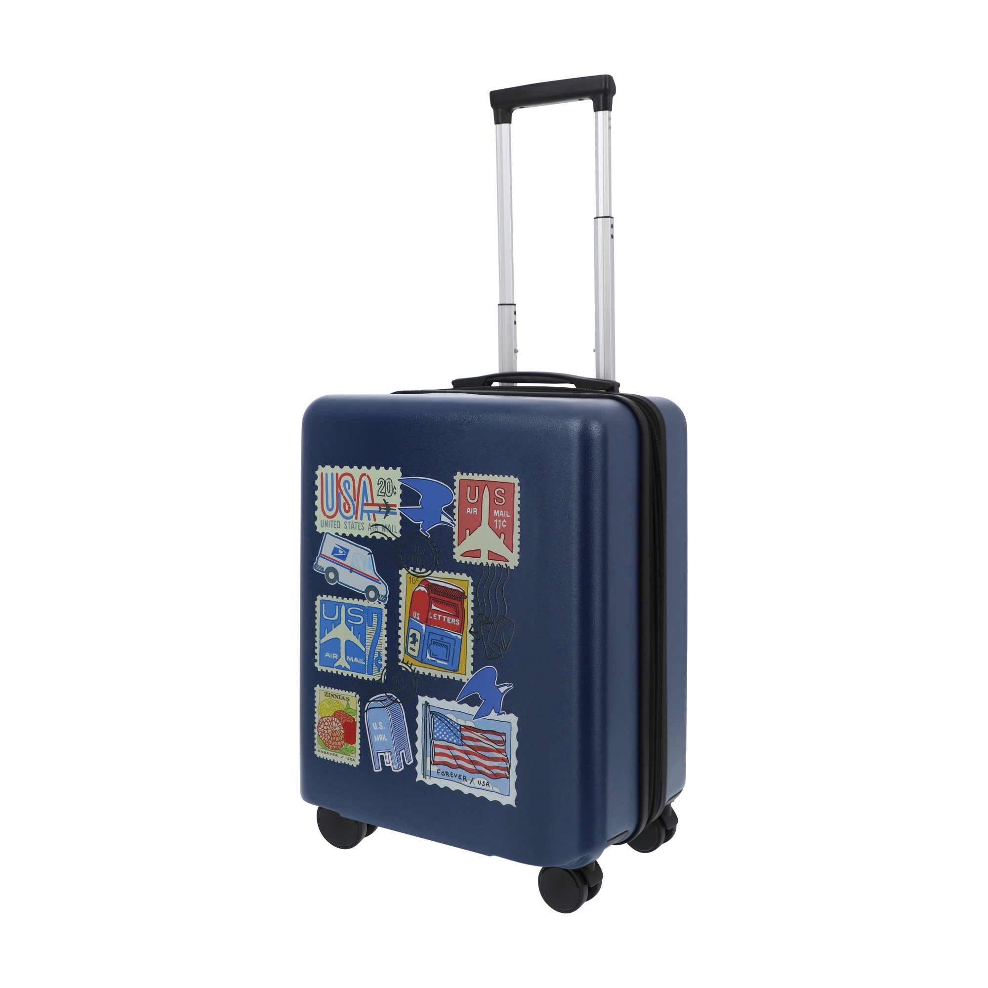 Navy blue USPS 22.5" carry-on spinner suitcase luggage by Ful