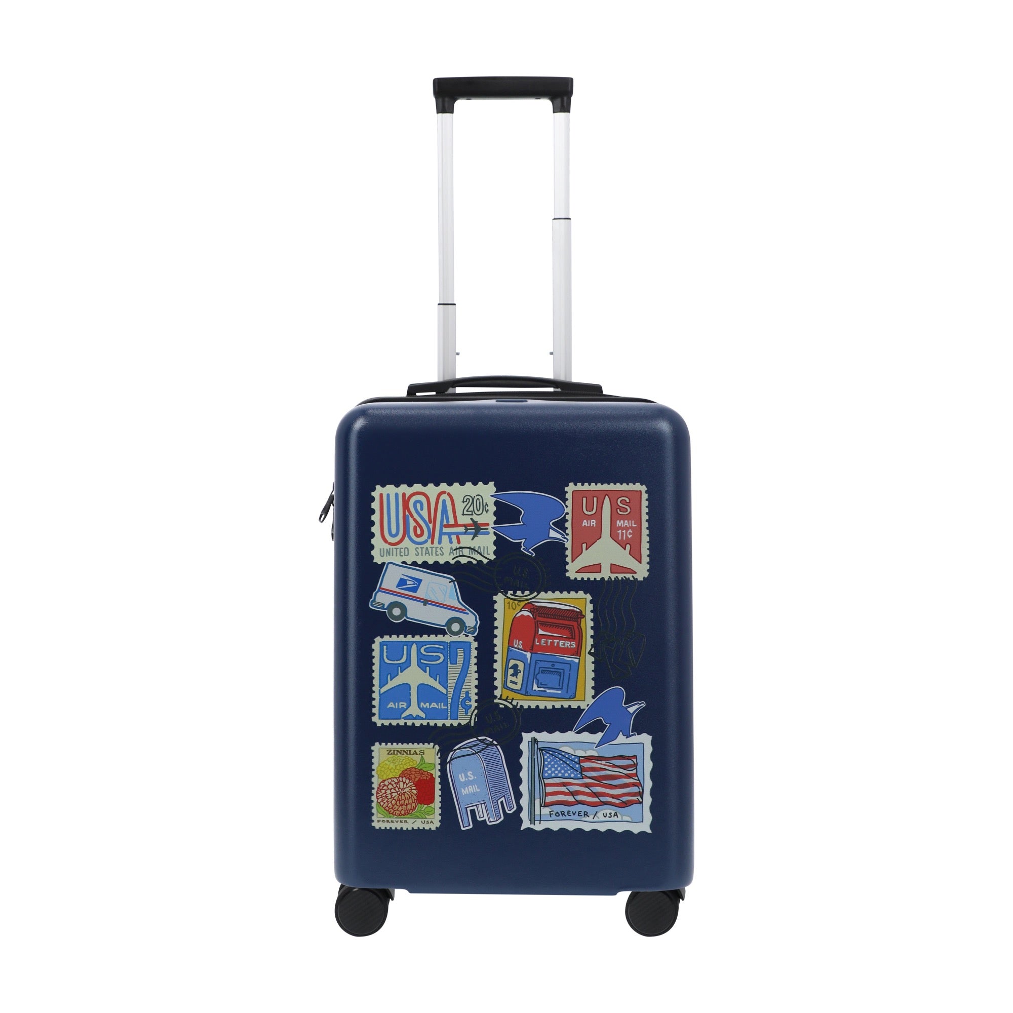 Navy blue USPS 22.5" carry-on spinner suitcase luggage by Ful