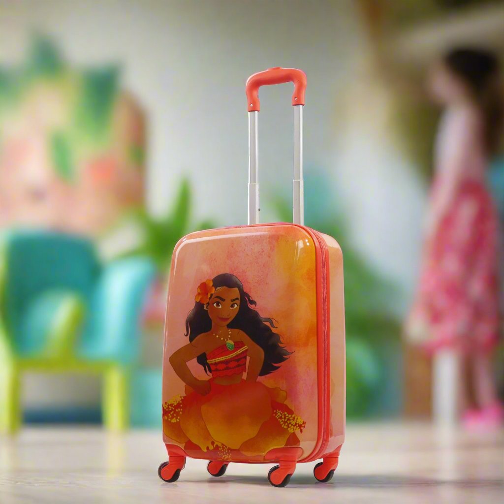 Disney Princess Moana Kids Carry-on Rolling Luggage Orange Spinner Suitcase