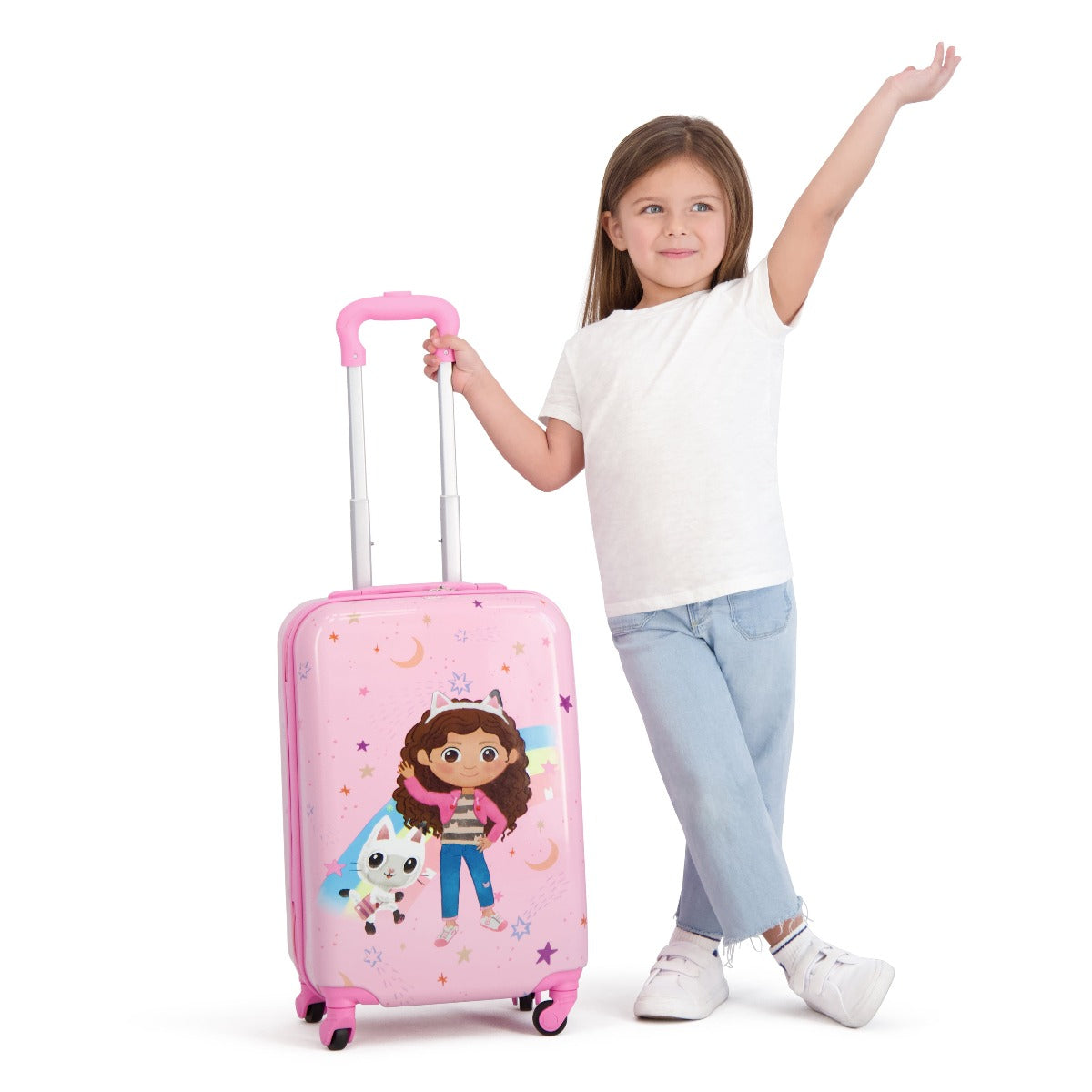 Pink Ful Gabby's Dollhouse sketch your dreams 21" luggage carry-on spinner suitcase for kids
