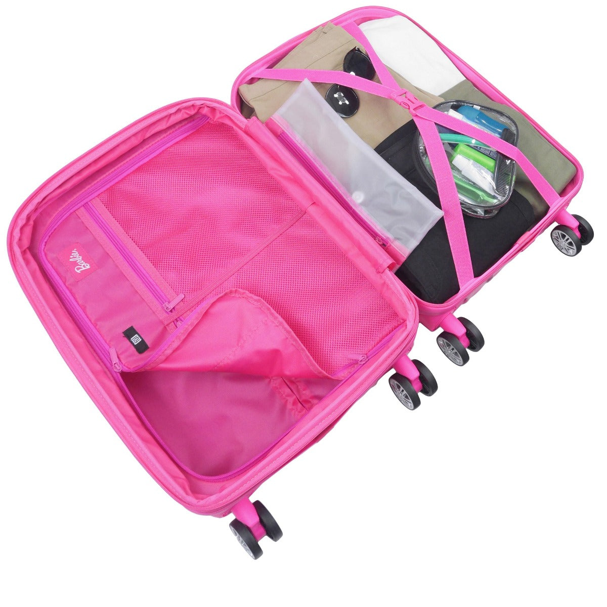 Hot pink Barbie quilted texture 22.5-inch hard-sided carry-on spinner suitcase rolling luggage